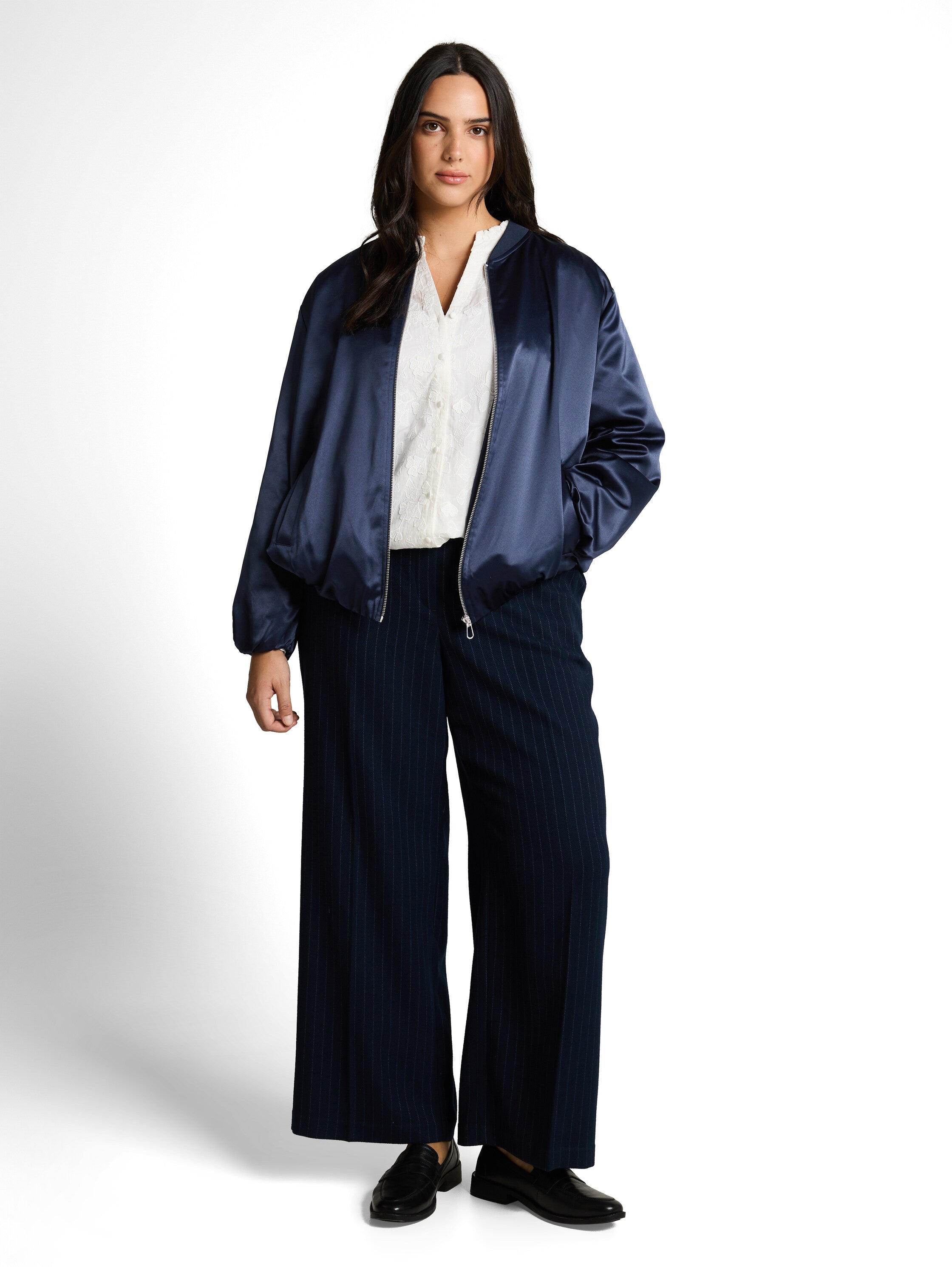 TOM TAILOR Blouson-Jacke Damen Bomberkragen Satin elastischer Gummibund