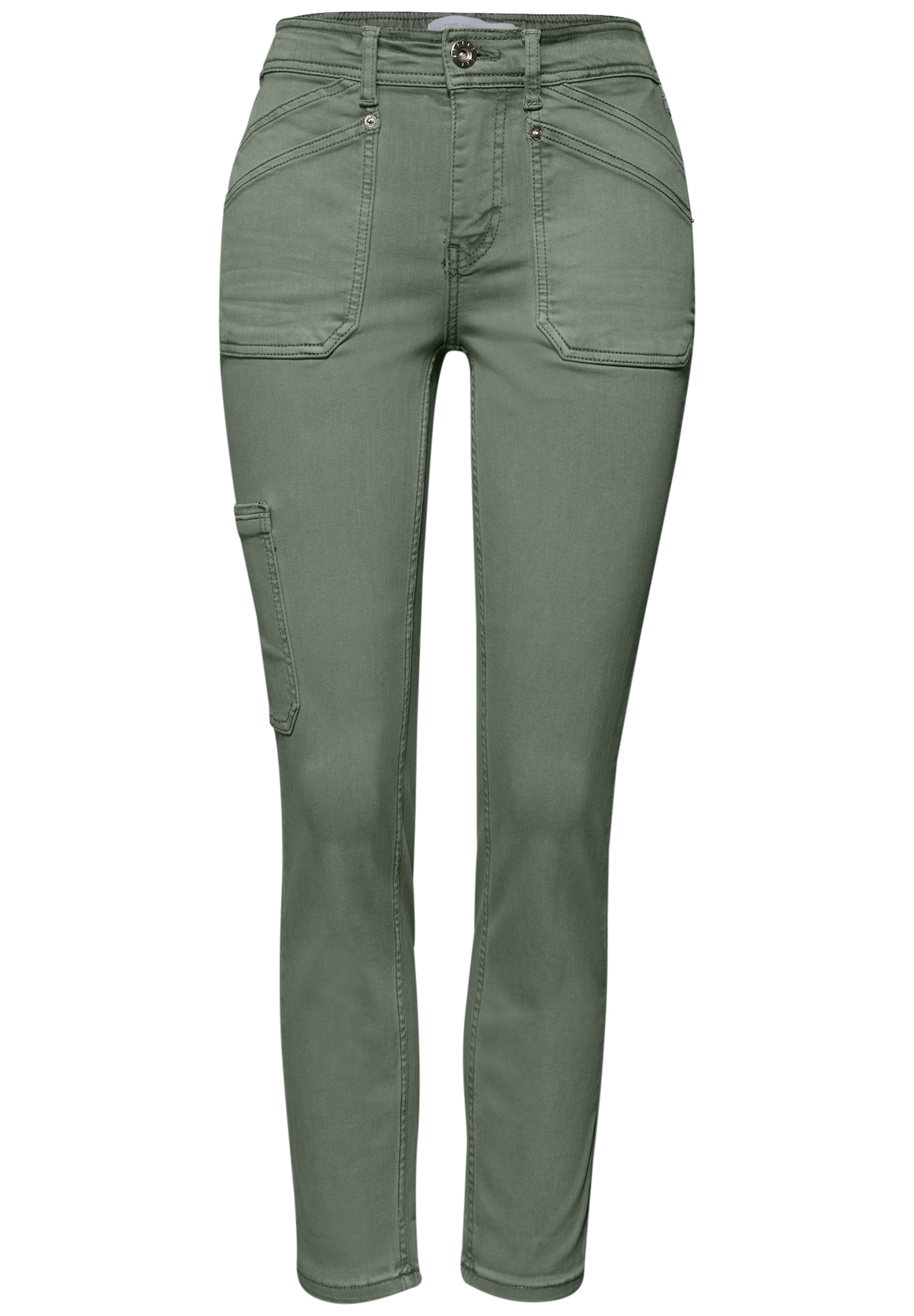 Street One Damen Cargo Jeans Charlie Loose Fit Slim Legs elastischer Bund Cargotaschen