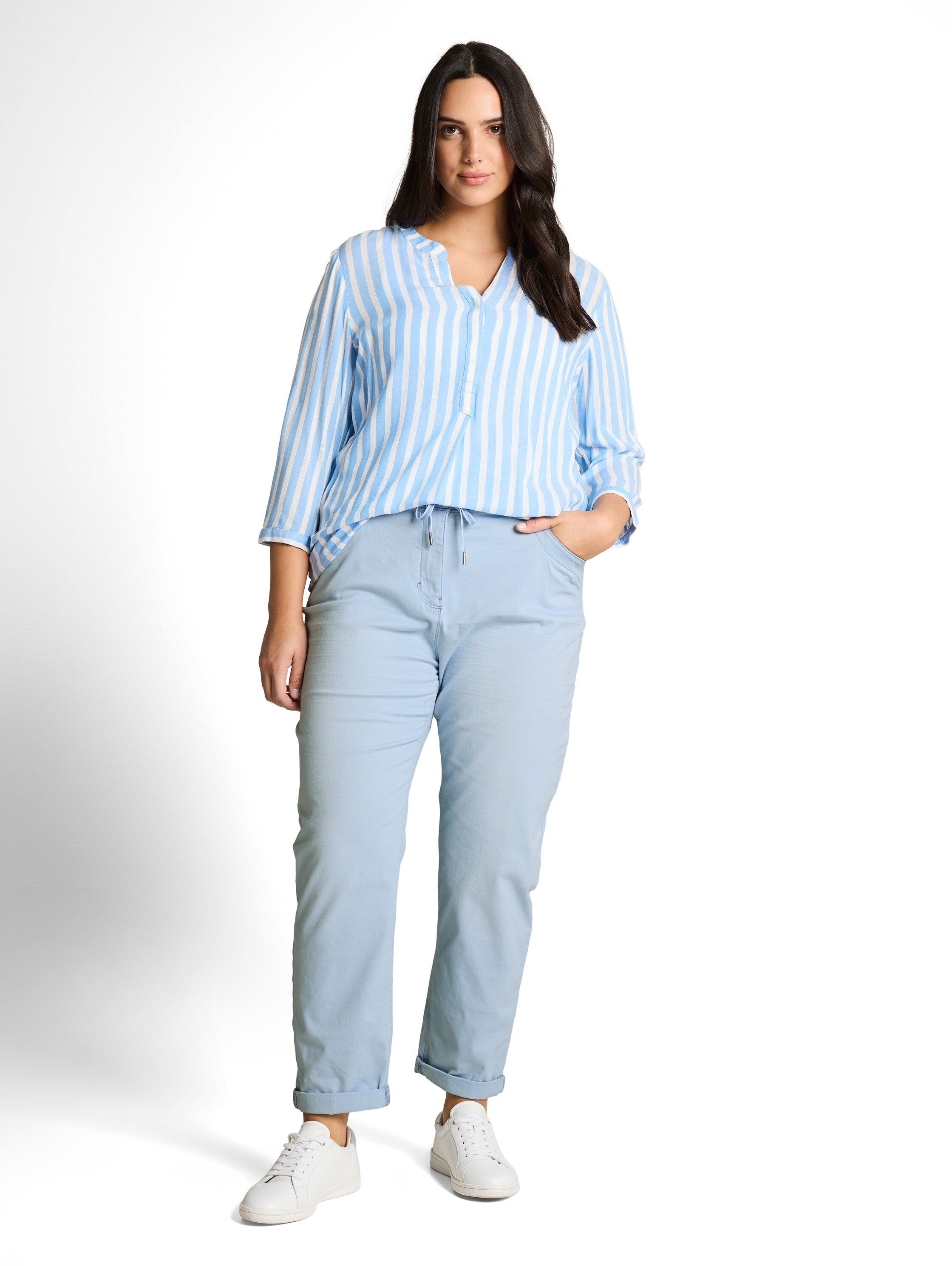 TOM TAILOR Slim Fit Hose Damen Kordelzug Five-Pocket Kentucky Blue