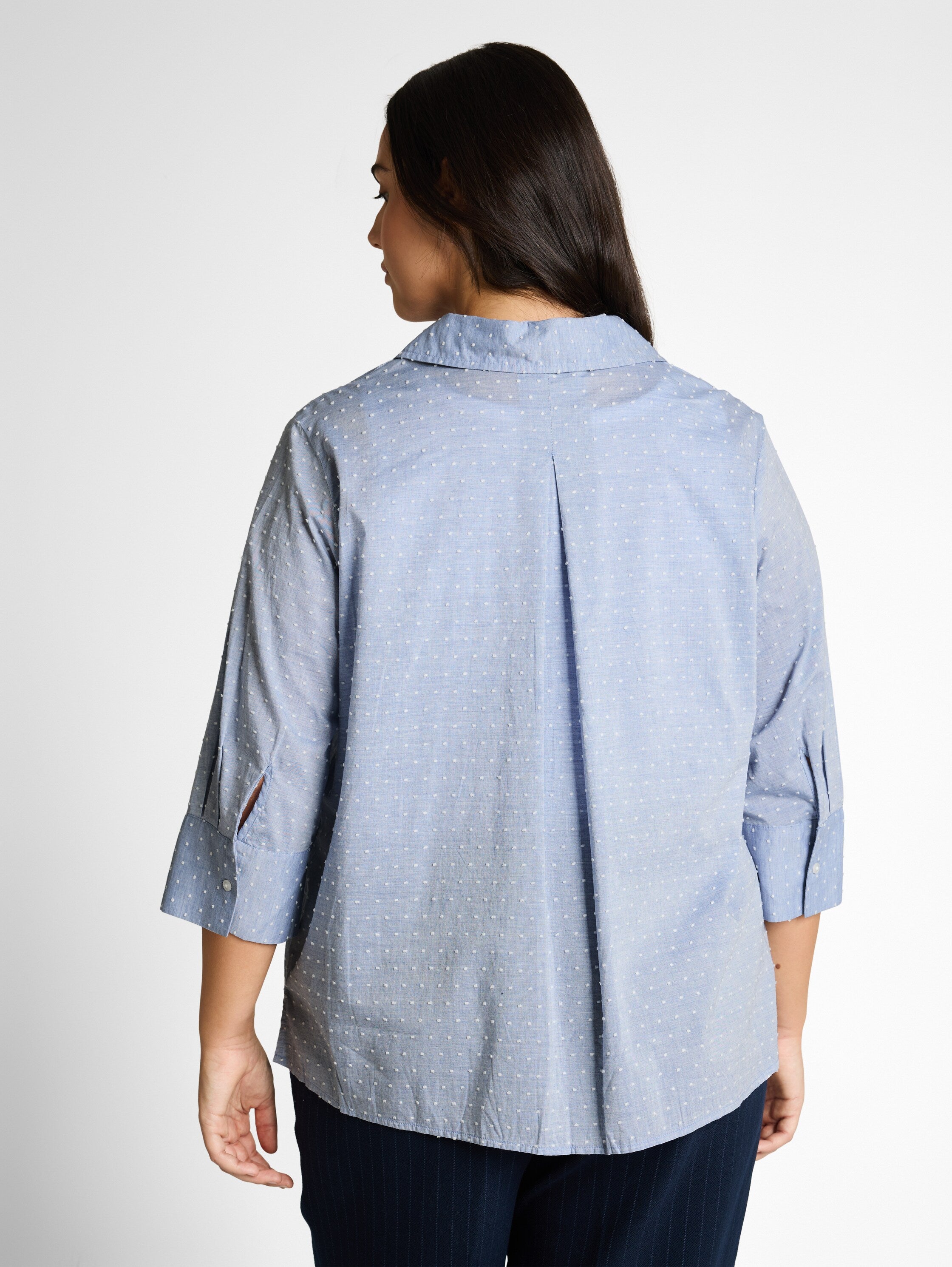 TOM TAILOR Bluse Damen Bluse 3/4-Arm Stickerei Baumwolle
