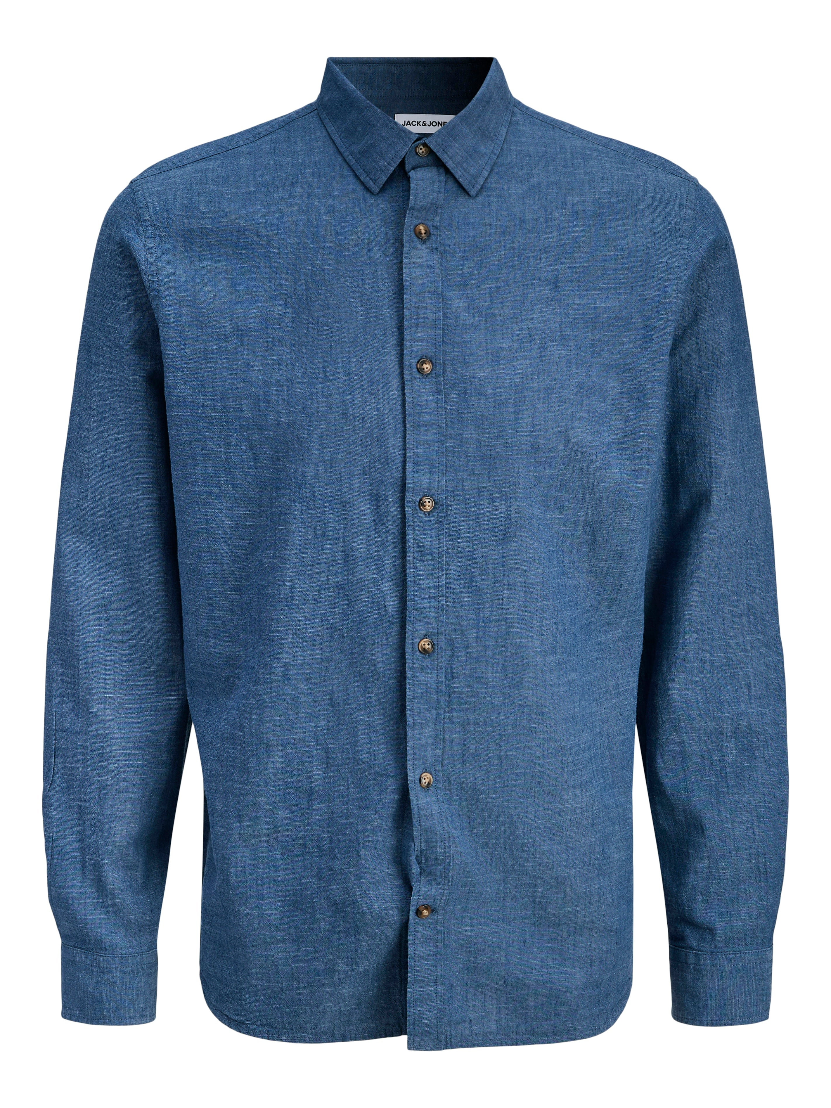 Jack & Jones Leinen Hemd Herren Langarm Hemdkragen Knopfleiste