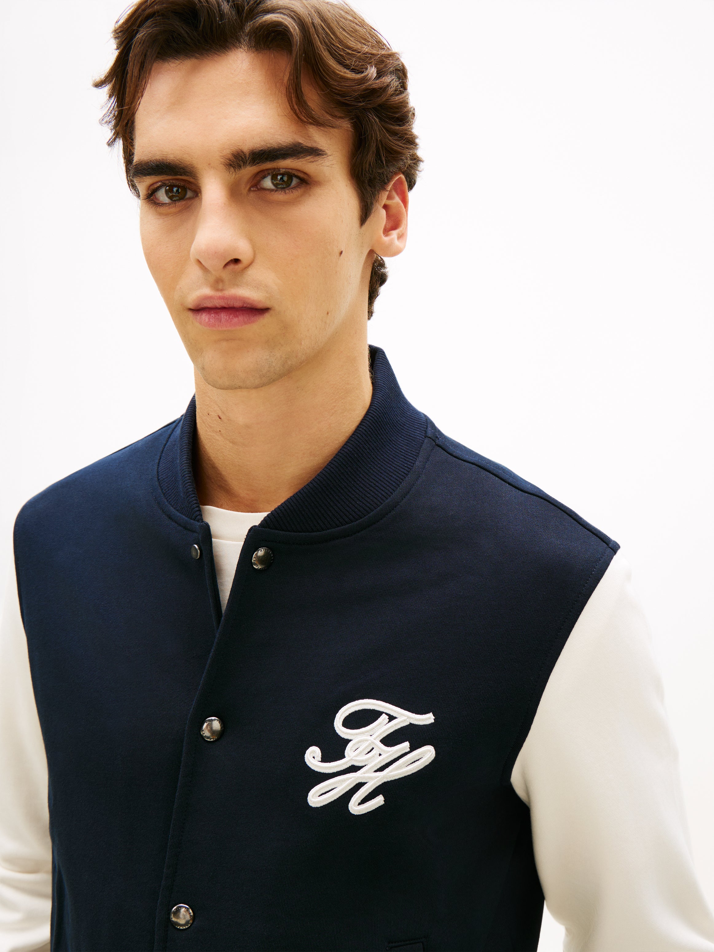 Colour-Blocked Terry Bomber Jacket