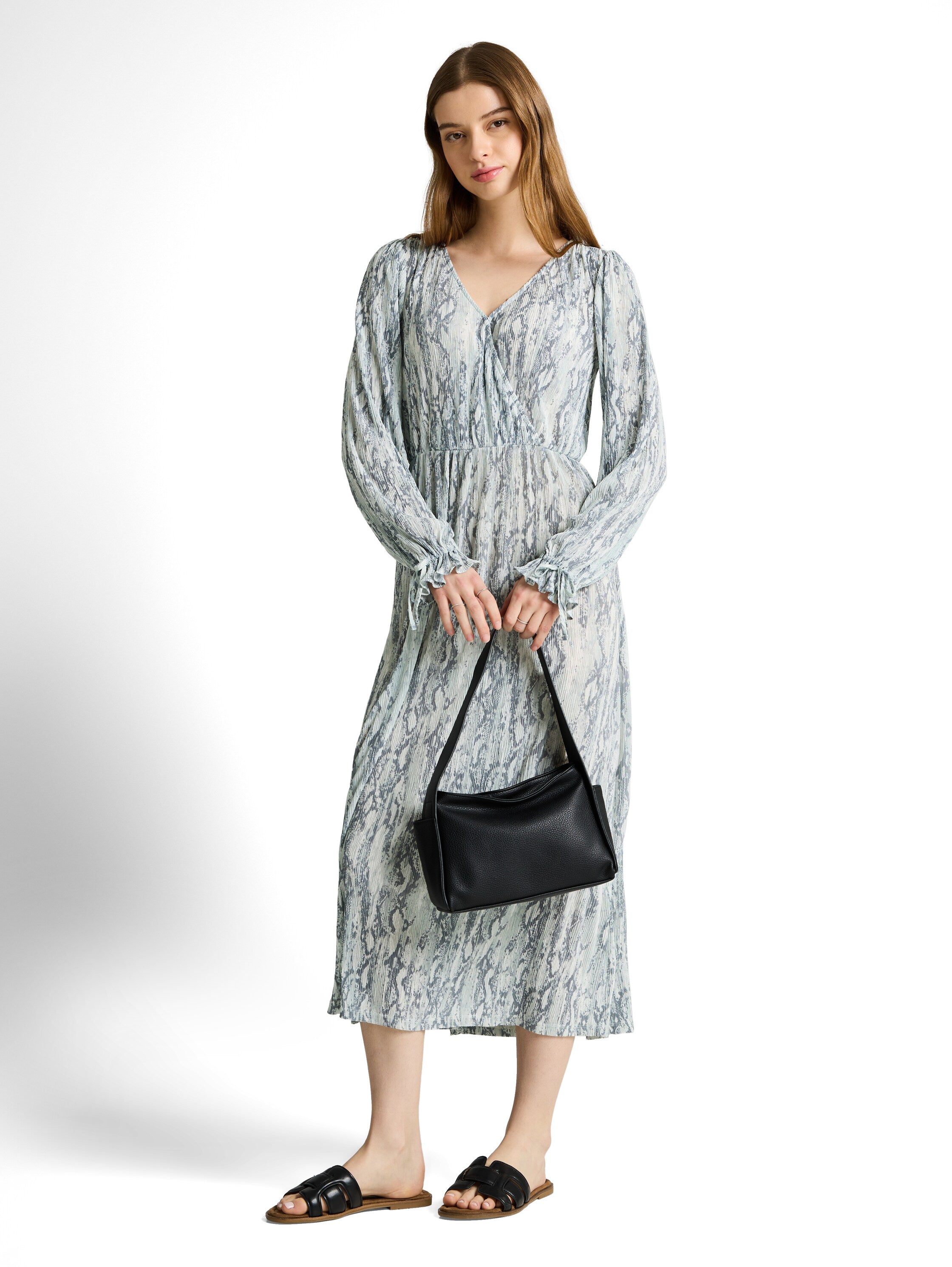Crinkle Midi-Kleid mit Muster