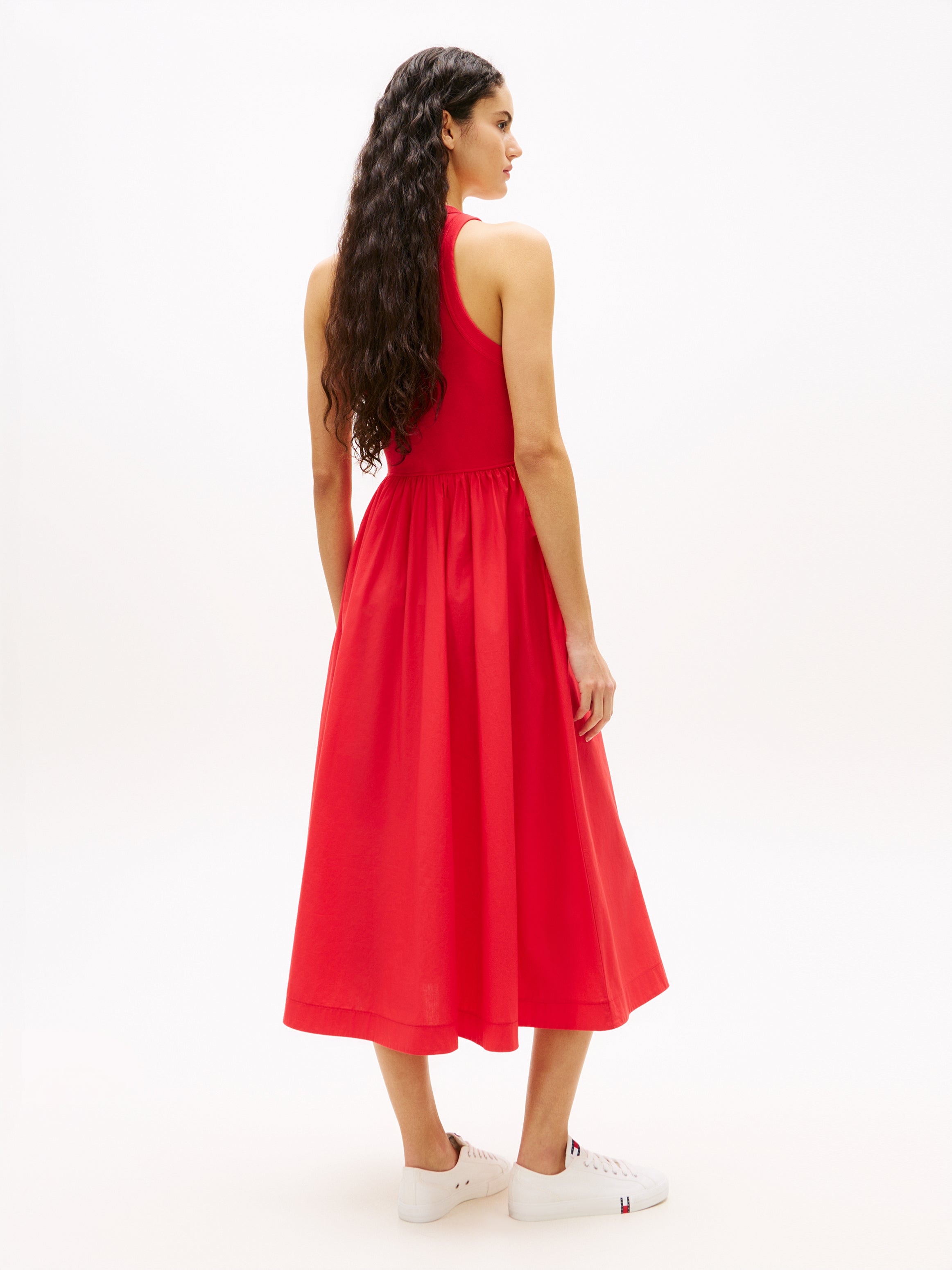Slim Poplin Tank Top Maxi Dress