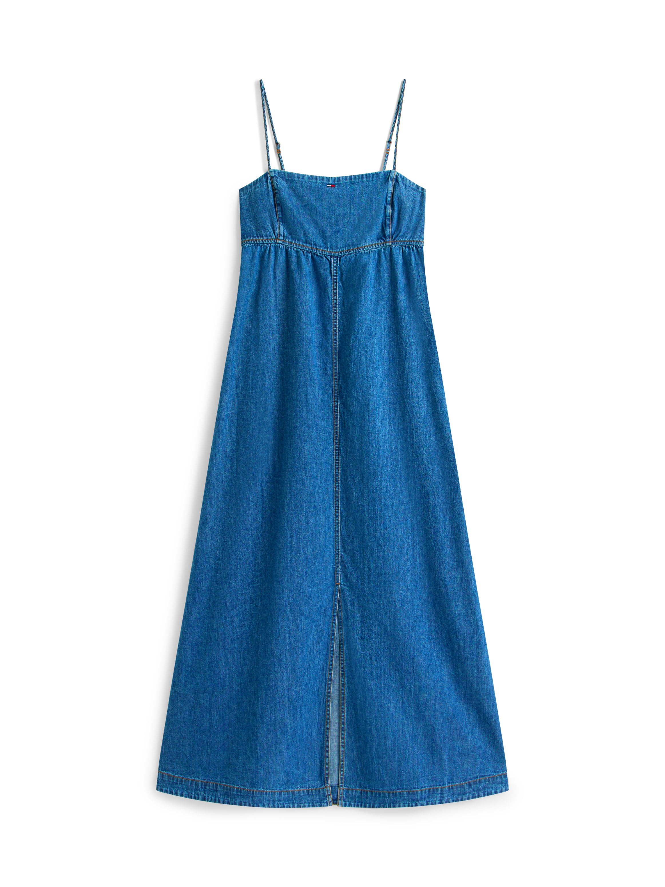 Chambray Spaghetti Strap Slim Maxi Dress