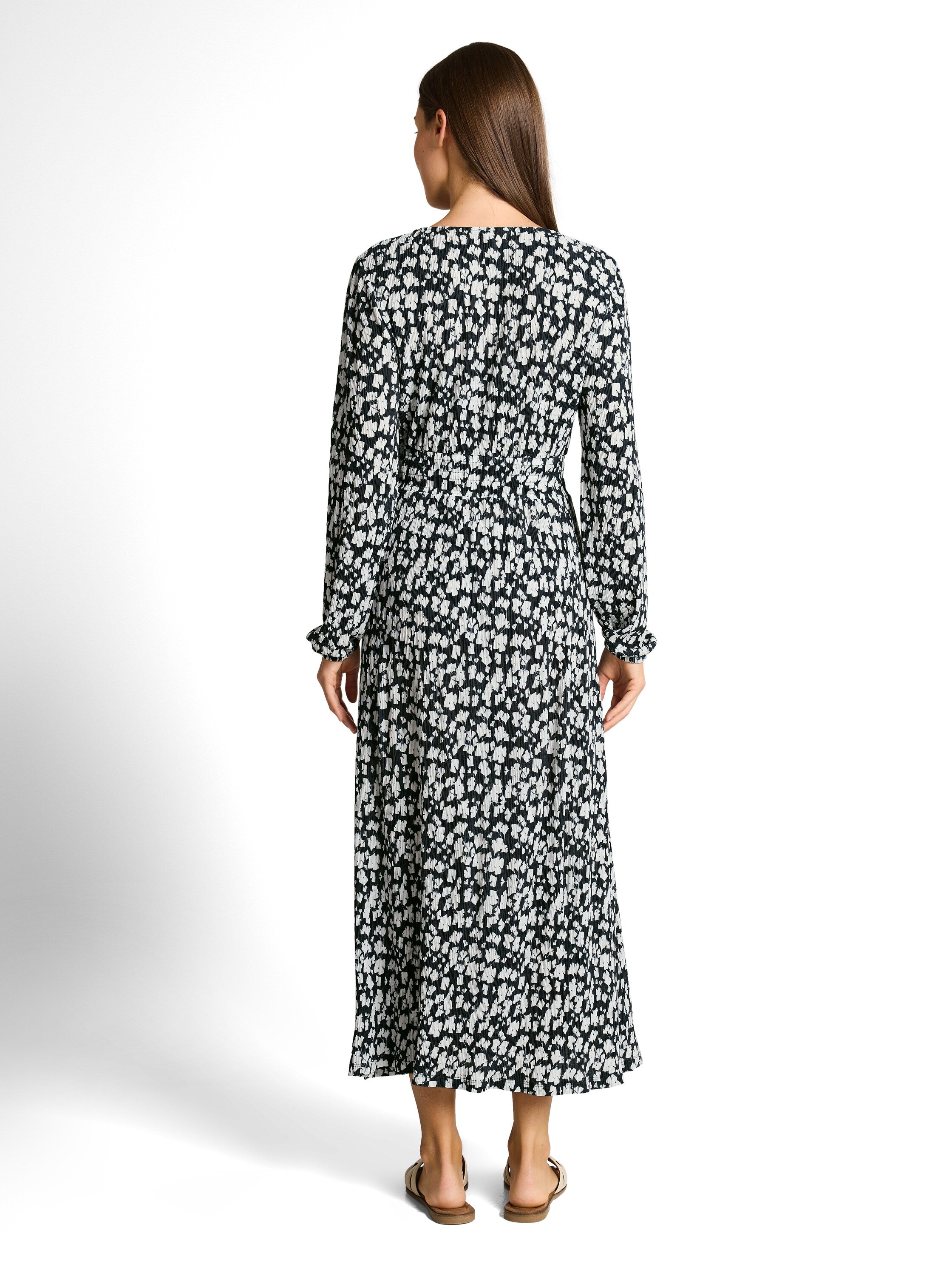 Crinkle Midi-Kleid mit Muster