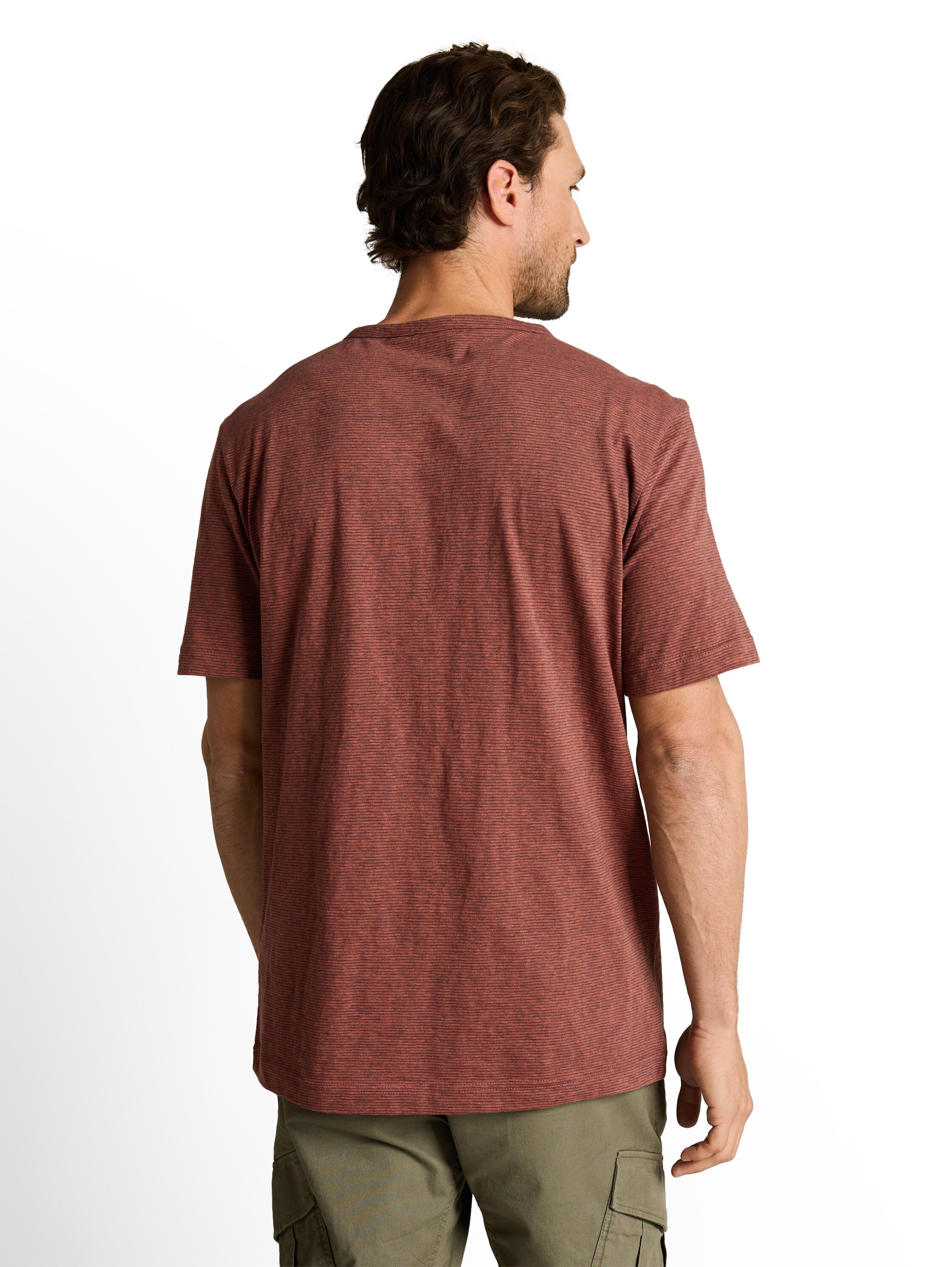 Henley T-Shirt mit feinem Streifenmuster