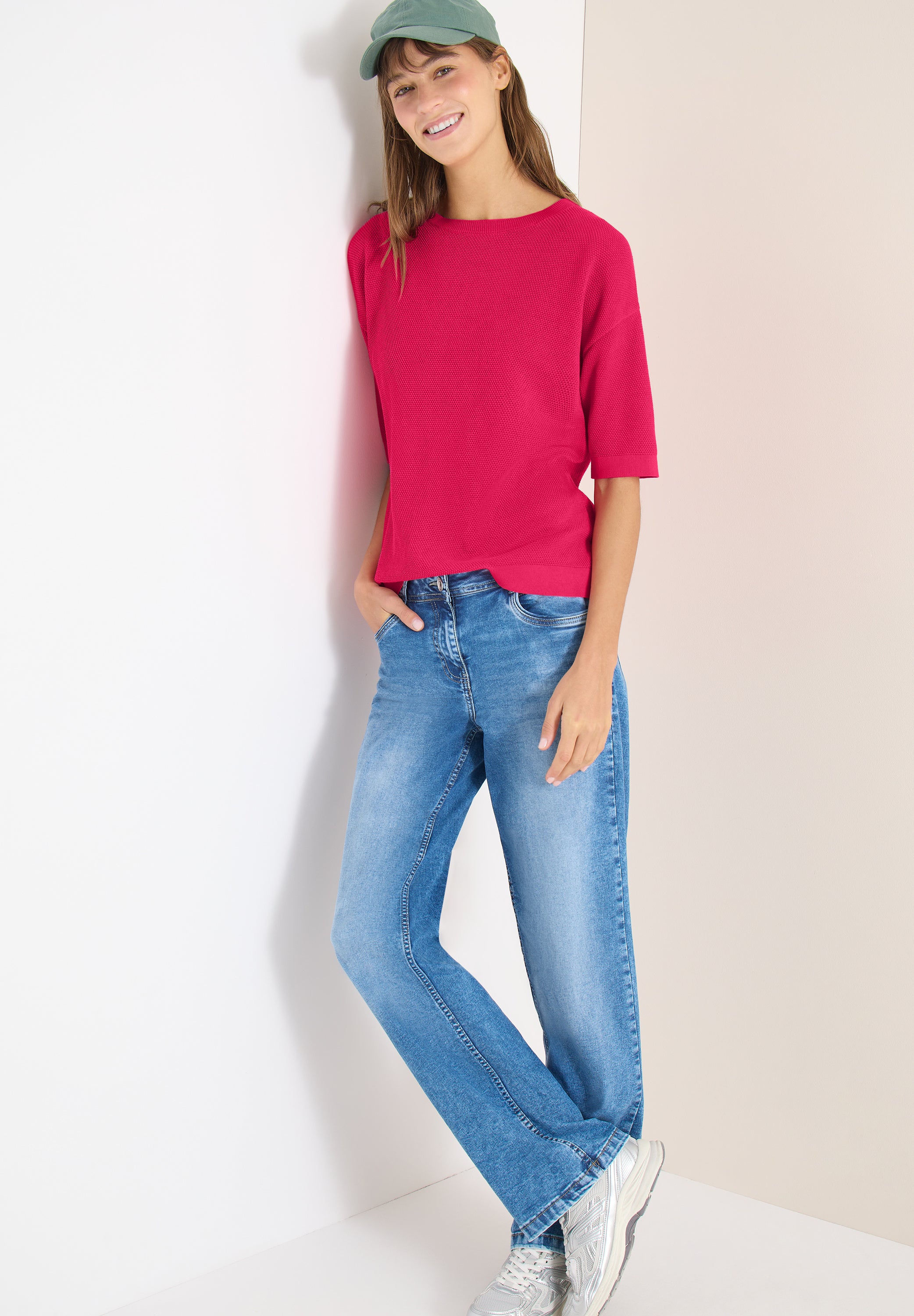 Kurzarm Pullover mit Struktur