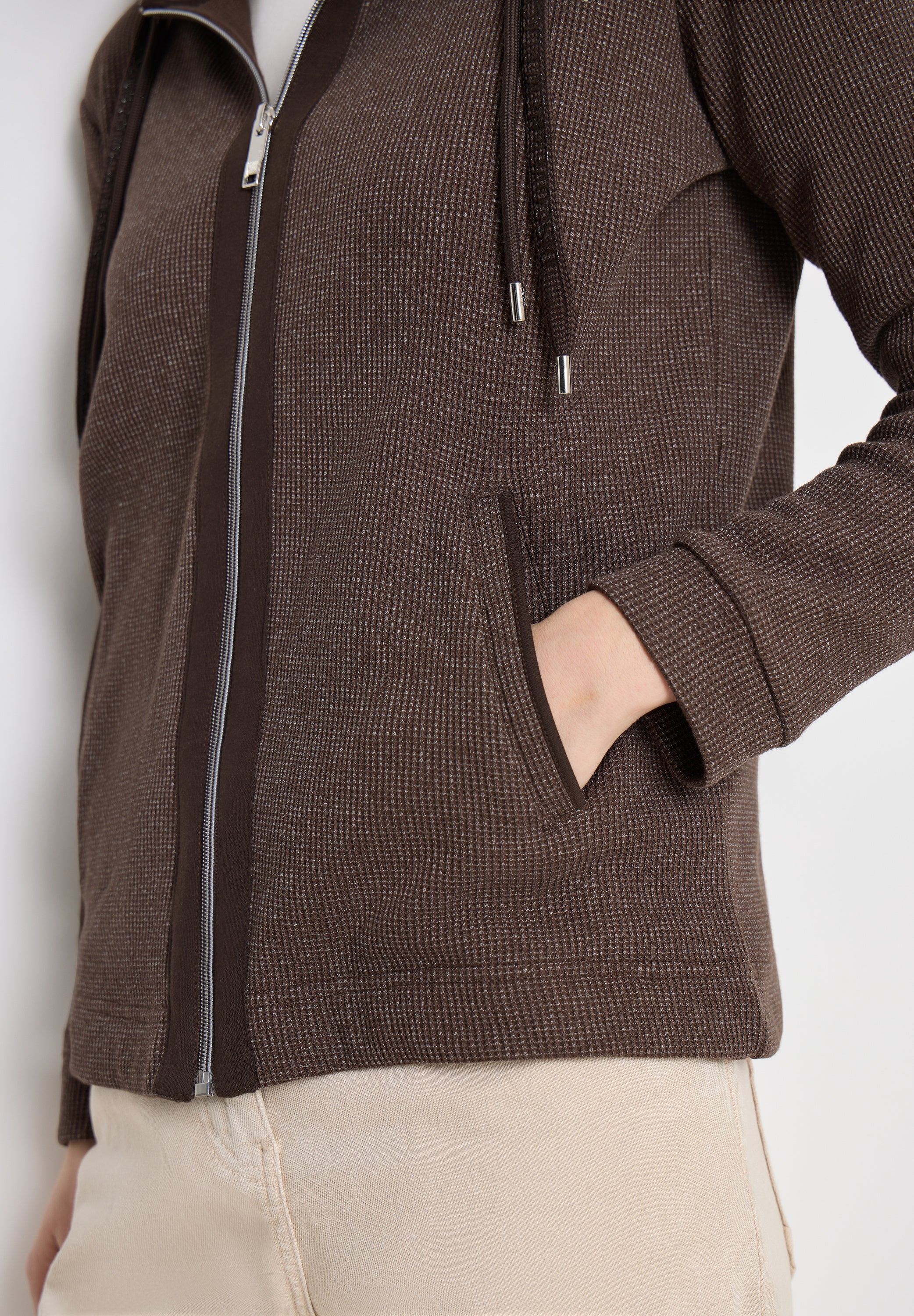 Langarm Jacke mit Kapuze und Taschen