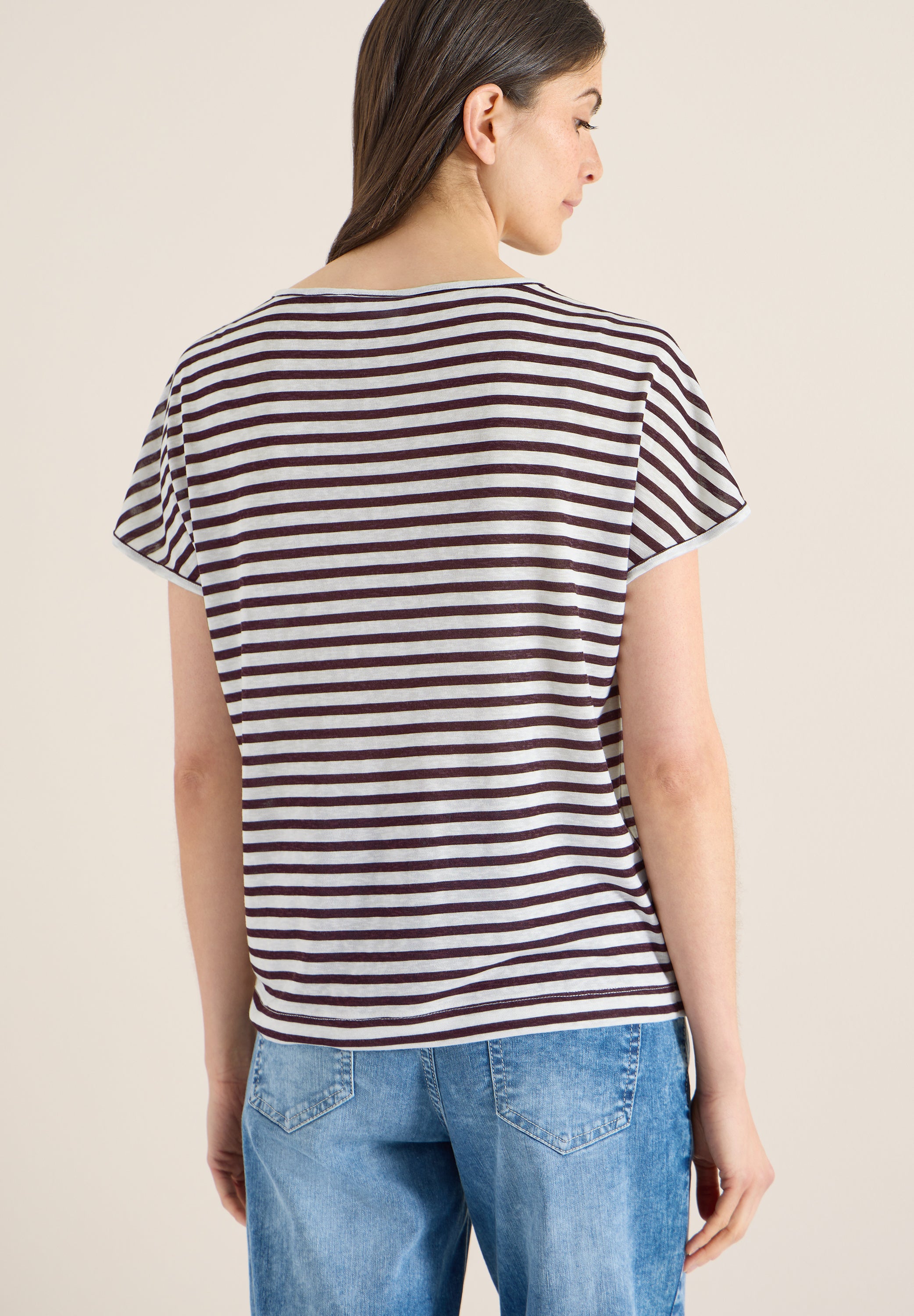 T-Shirt mit Boatneck und Streifen