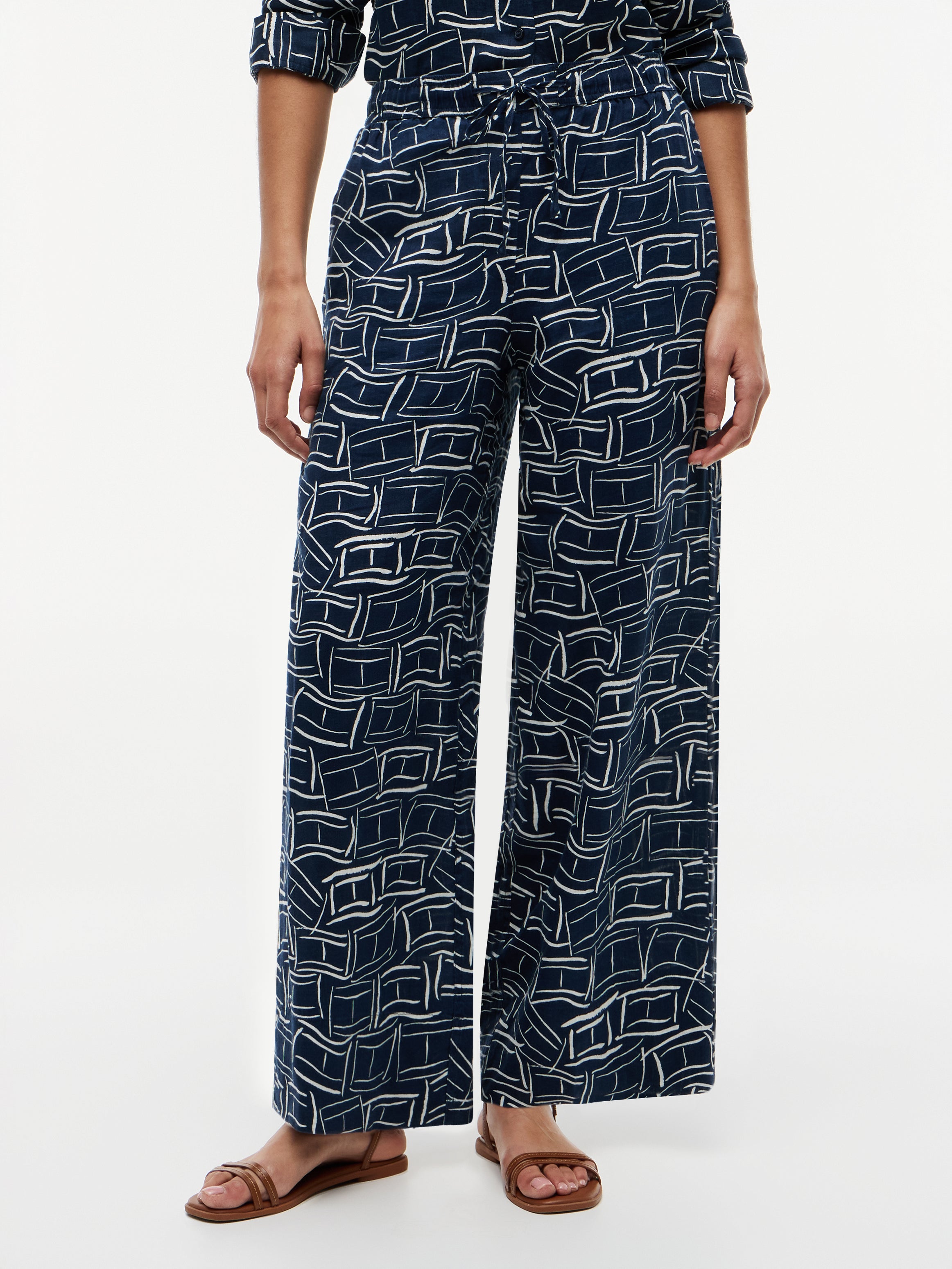 Relaxed Wide Leg Pure Linen Trousers
