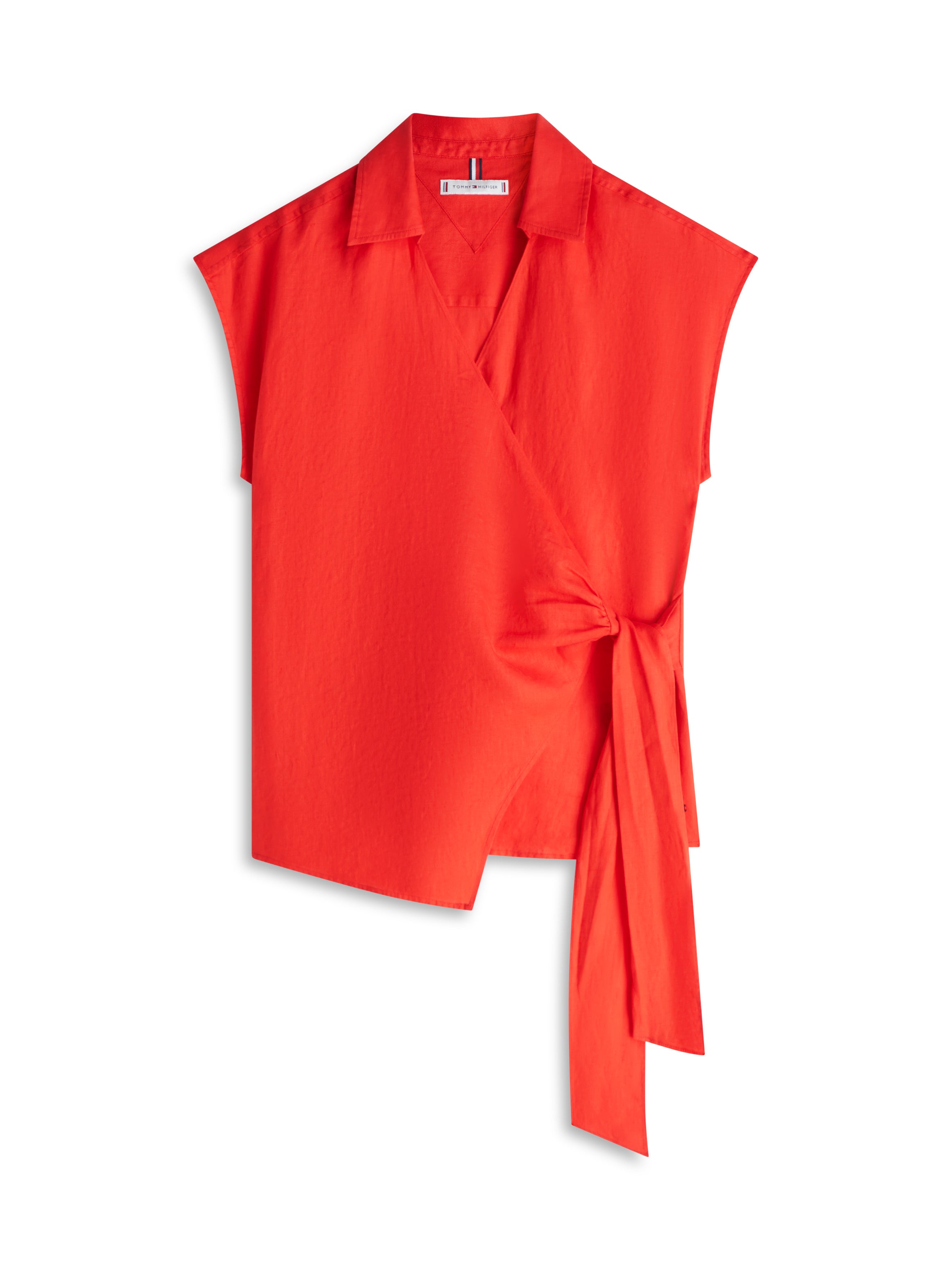 Pure Linen Wrap Knot Sleeveless Blouse