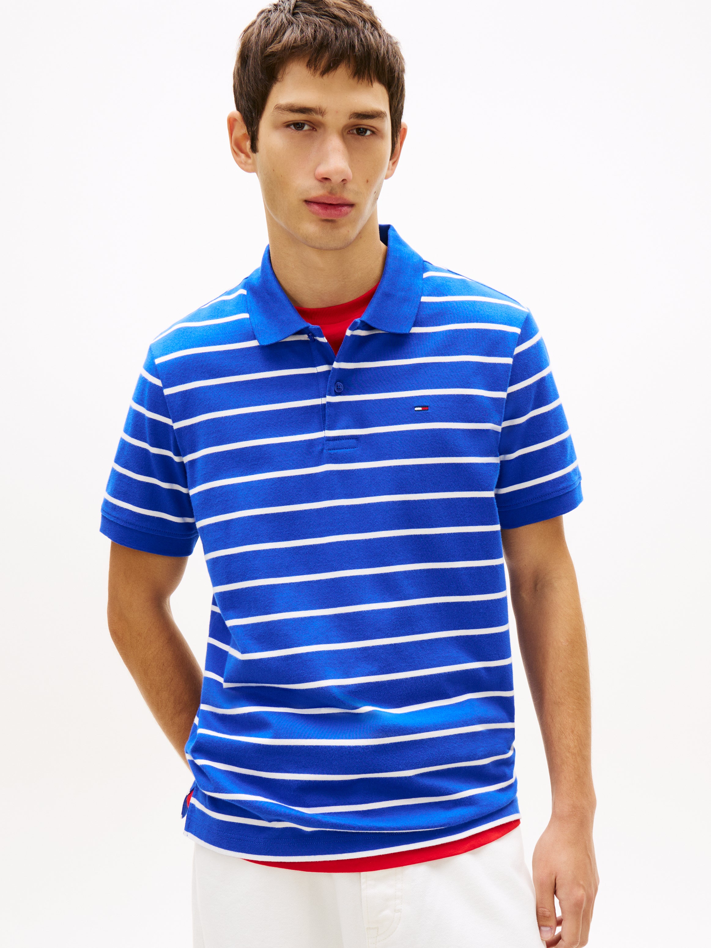 Tommy Flag Regular Fit Stripe Polo Shirt