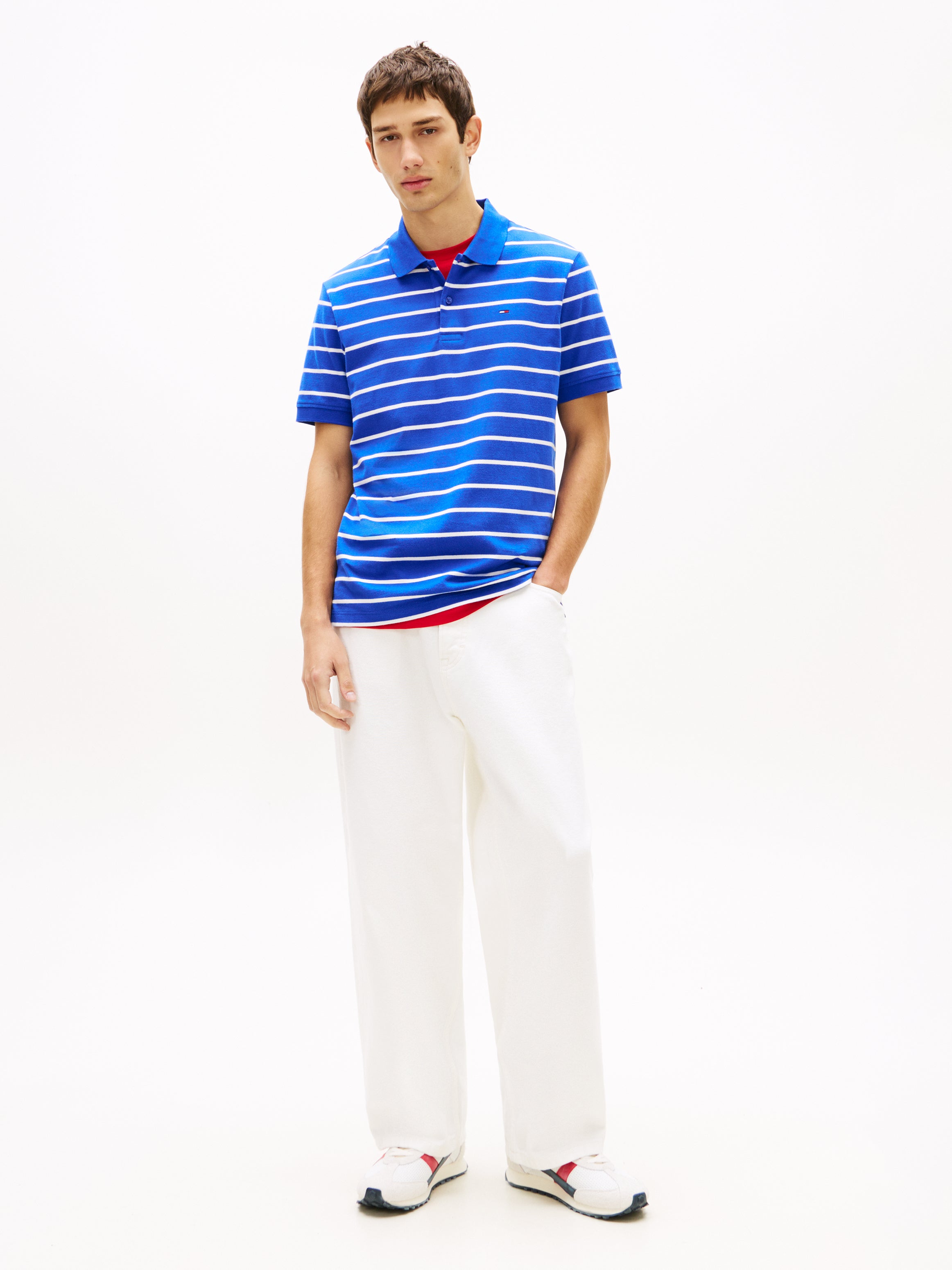 Tommy Flag Regular Fit Stripe Polo Shirt