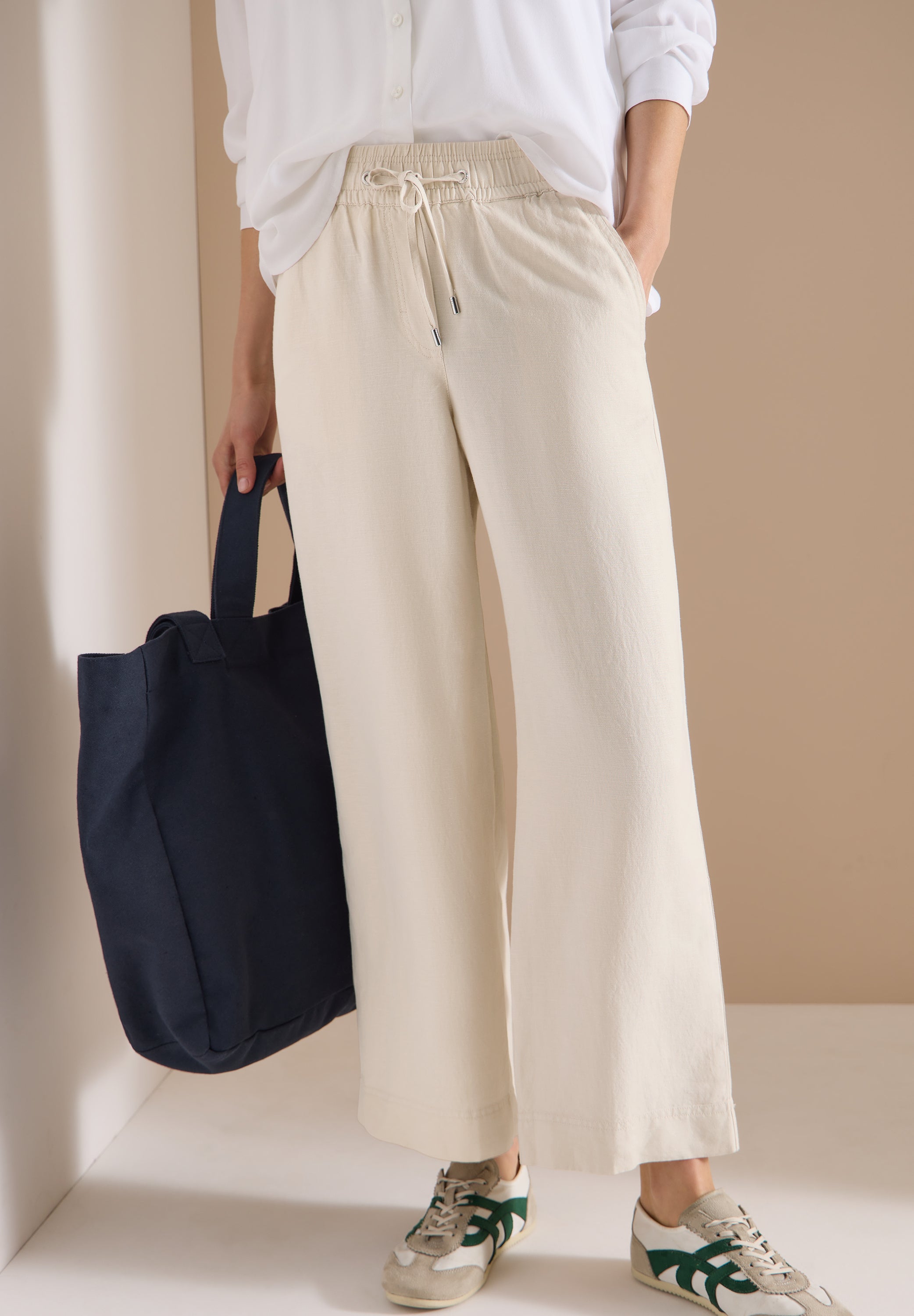 Wide Leg Hose im Loose Fit aus Leinenmix