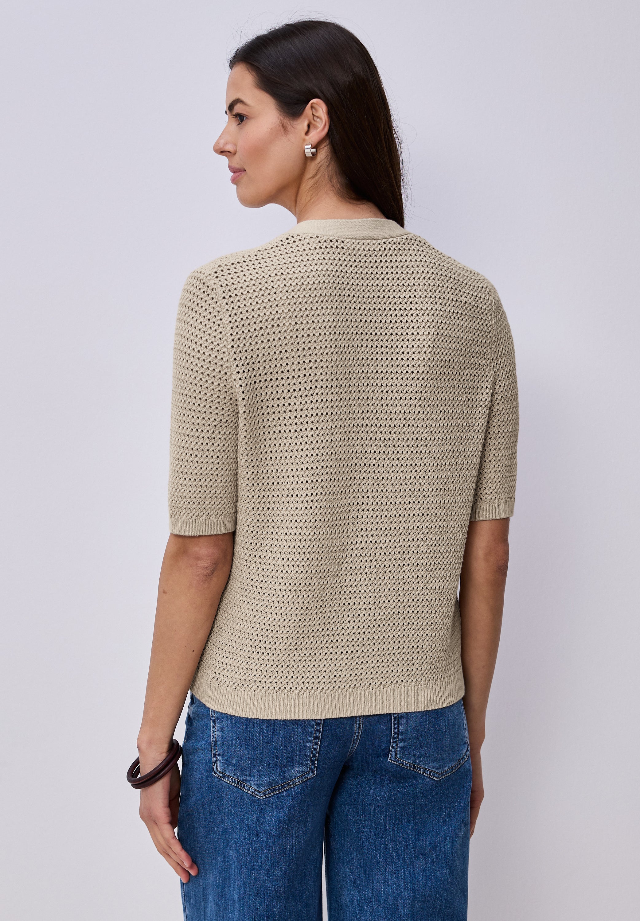 Kurzarm Cardigan mit V-Neck und Struktur