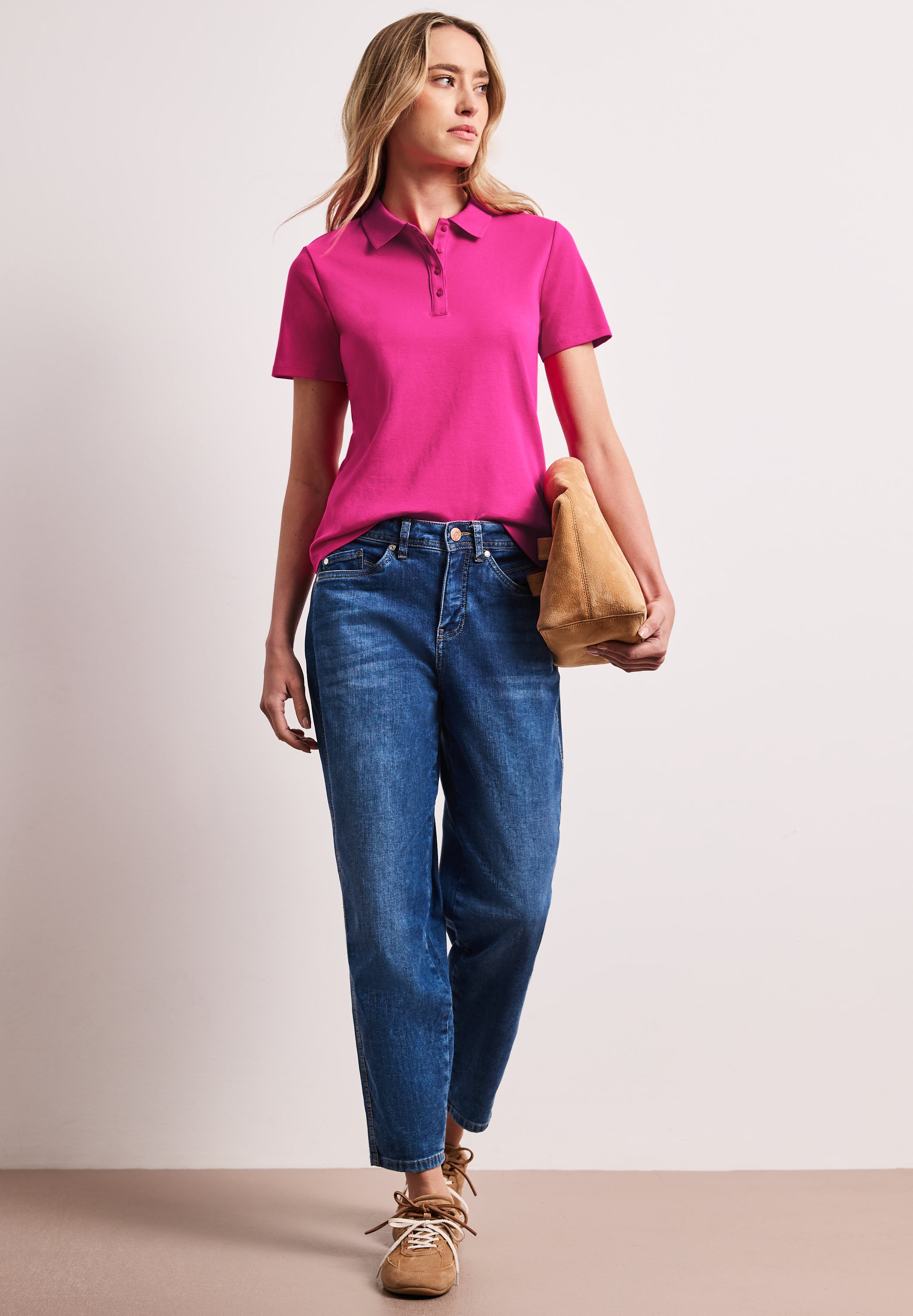 Kurzarm Poloshirt in Rippstruktur
