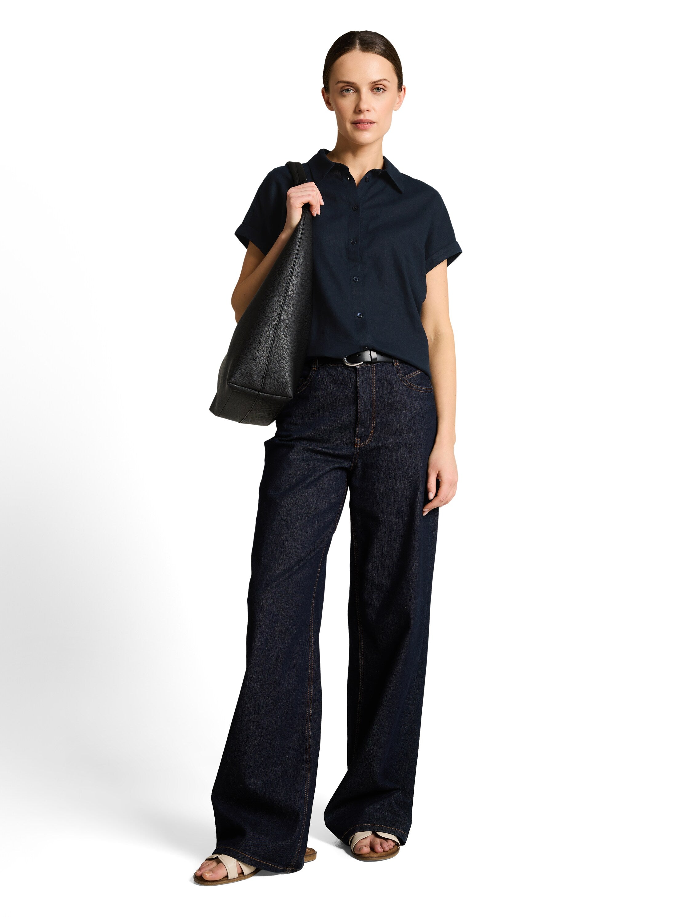 Loose Fit Bluse mit Leinenanteil