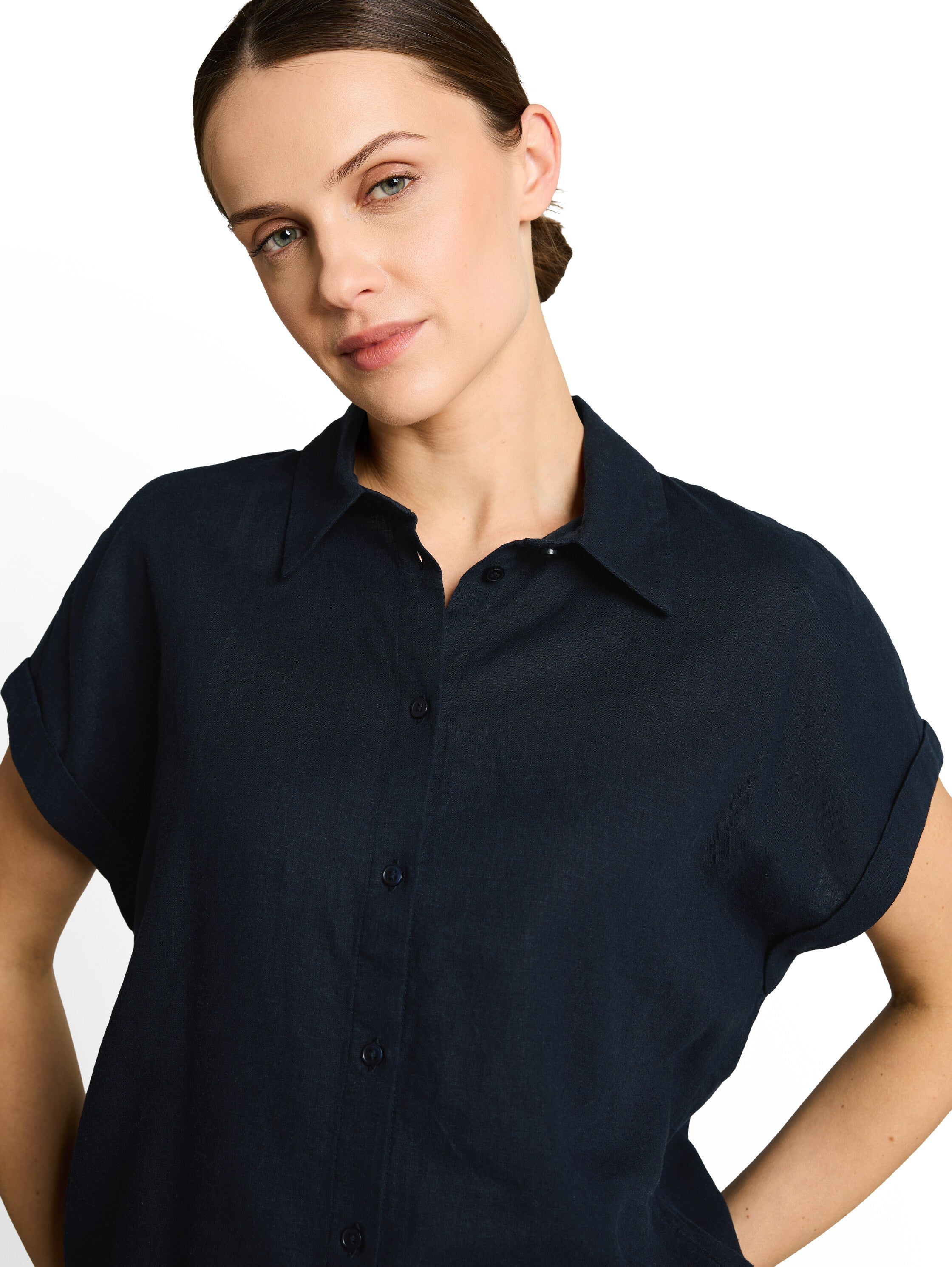Loose Fit Bluse mit Leinenanteil