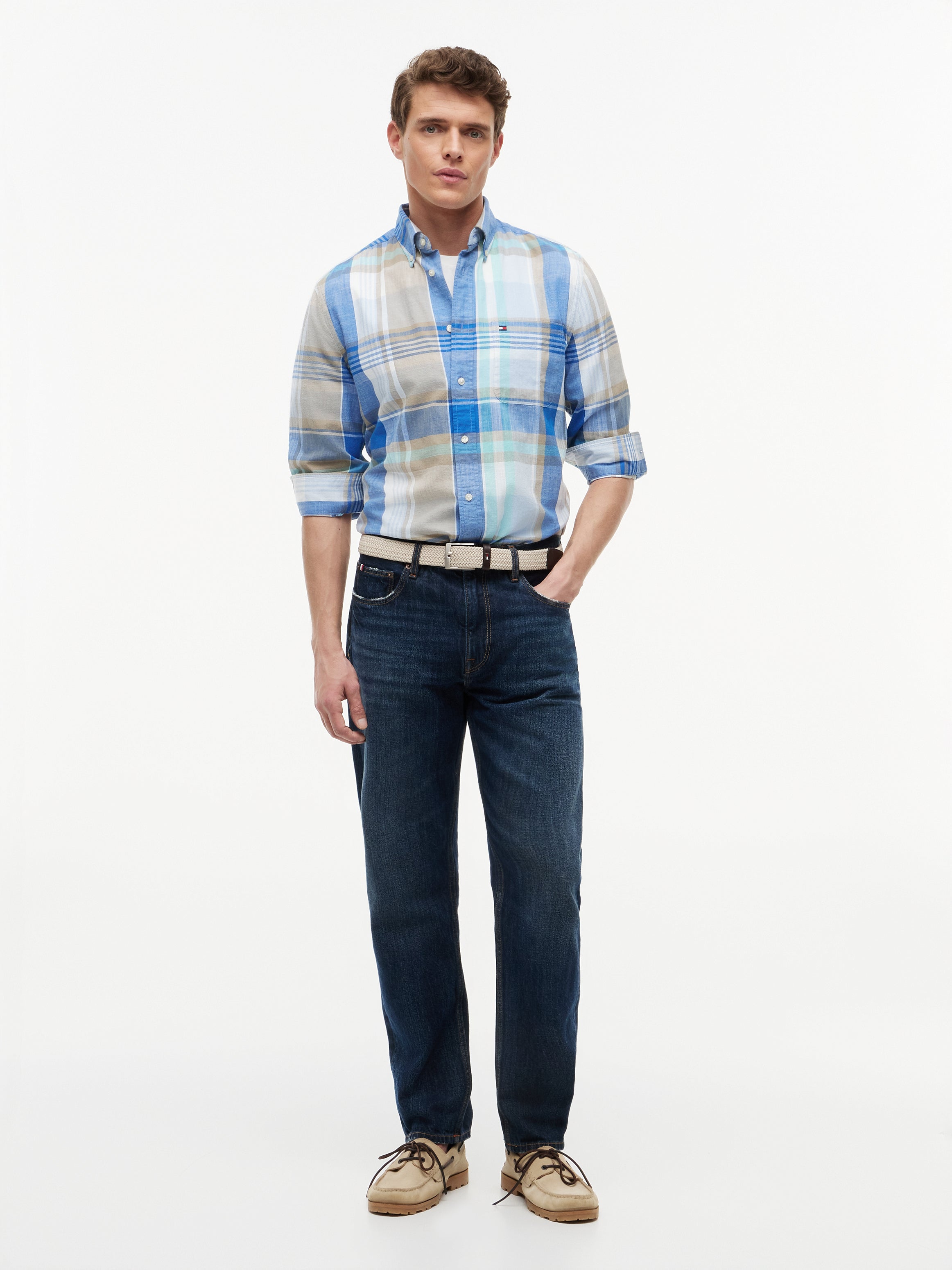 Regular Fit Textured Madras Check Shirt