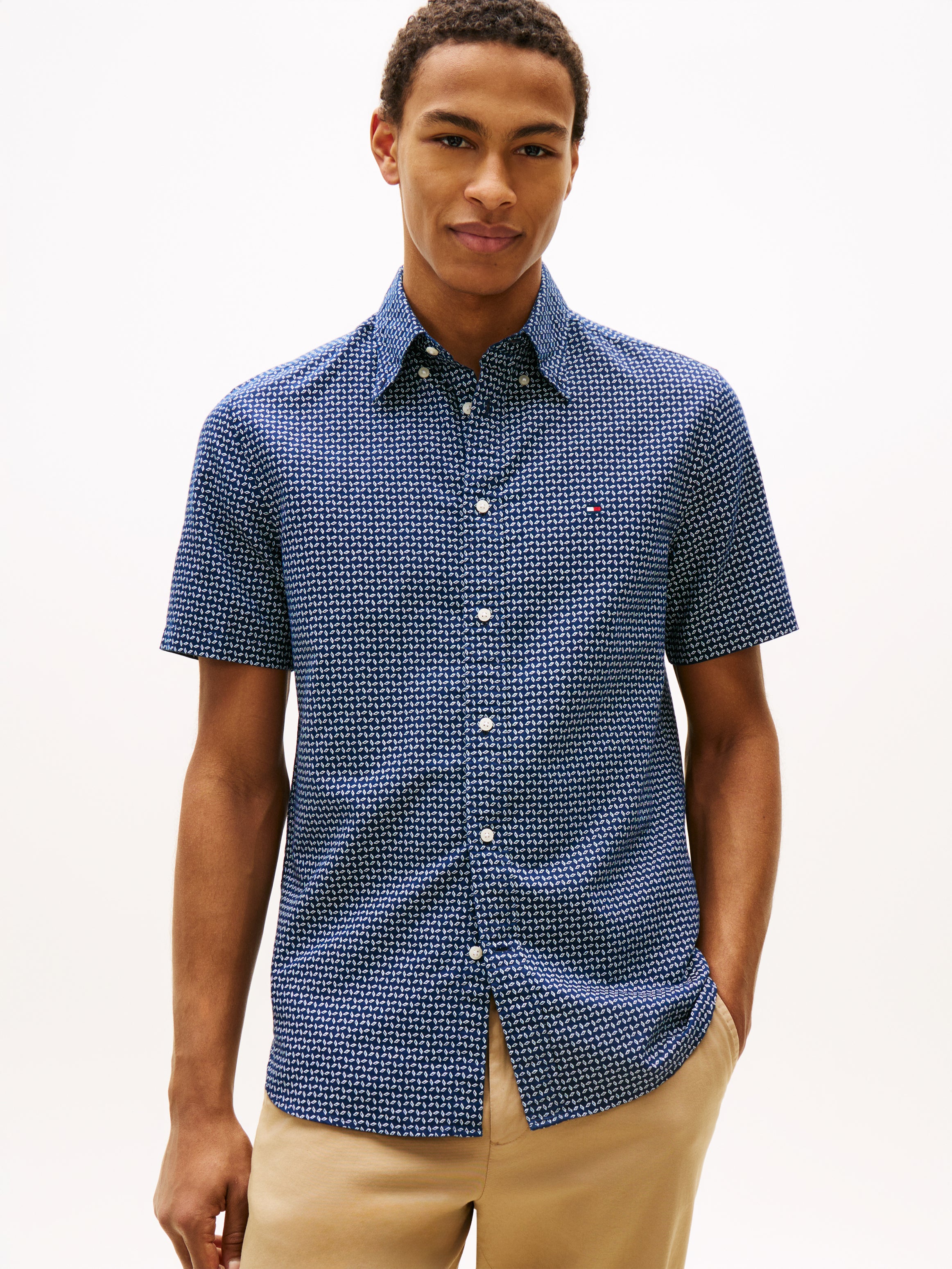 Regular Fit Linen Blend Short Sleeve Shirt