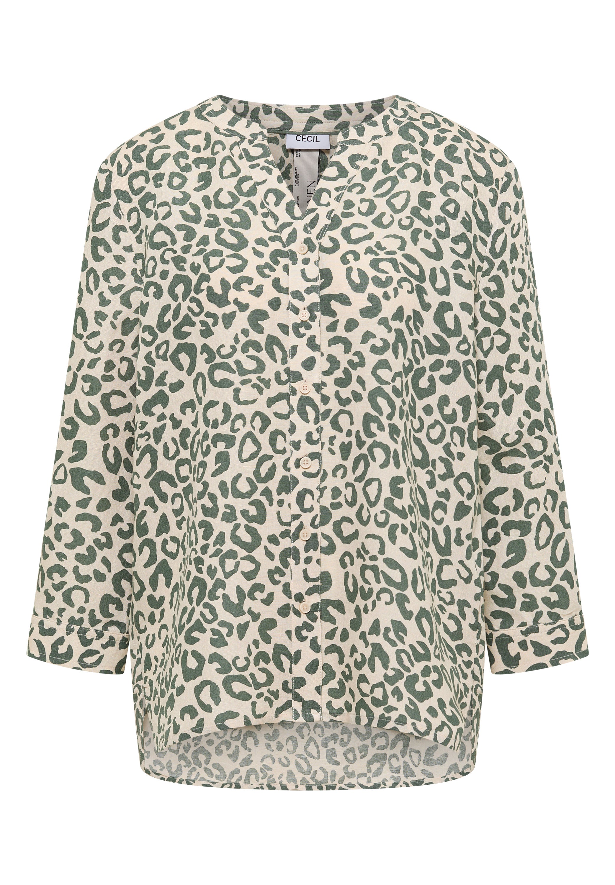Bluse mit Leo-Muster aus Leinenmix