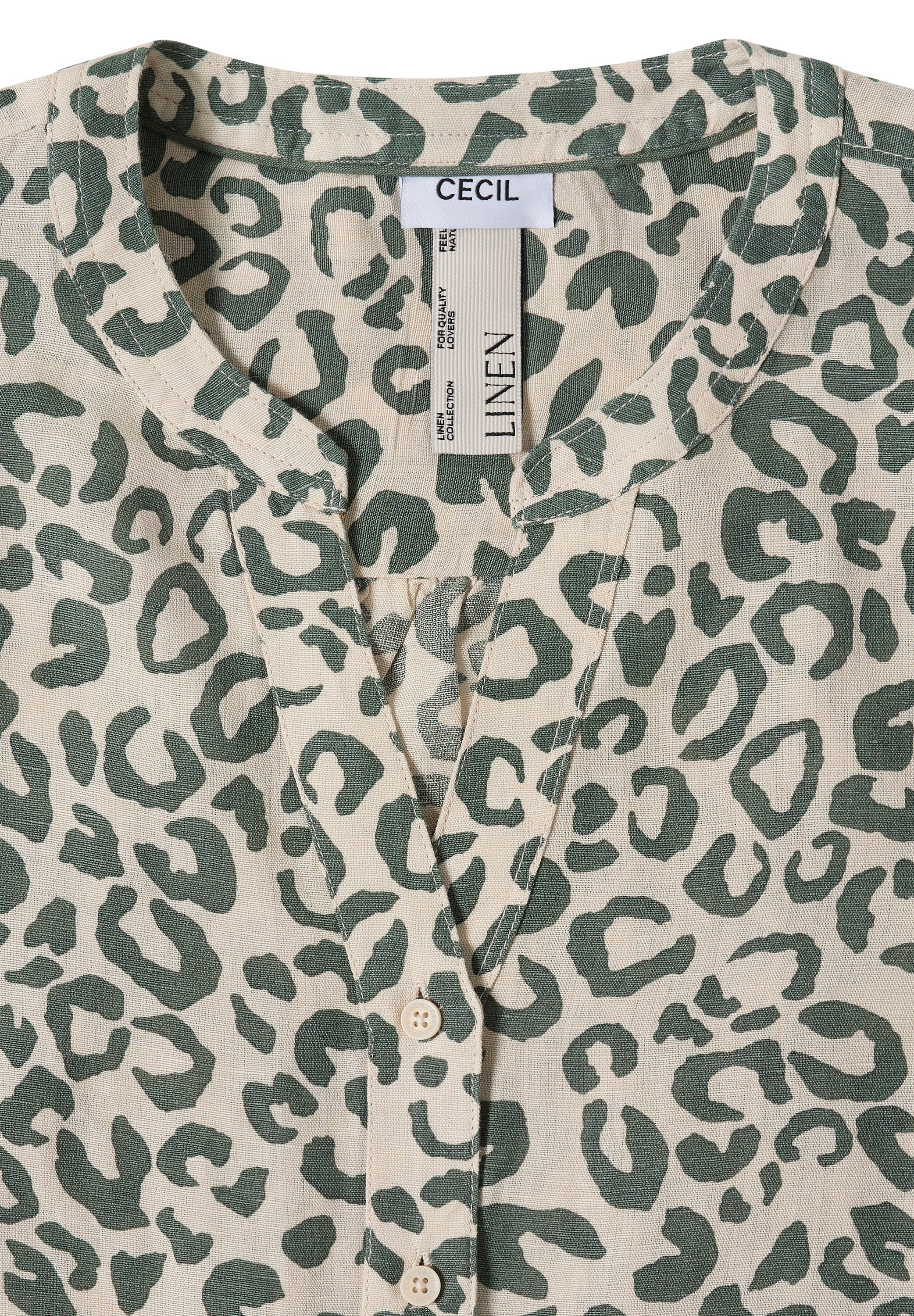 Bluse mit Leo-Muster aus Leinenmix