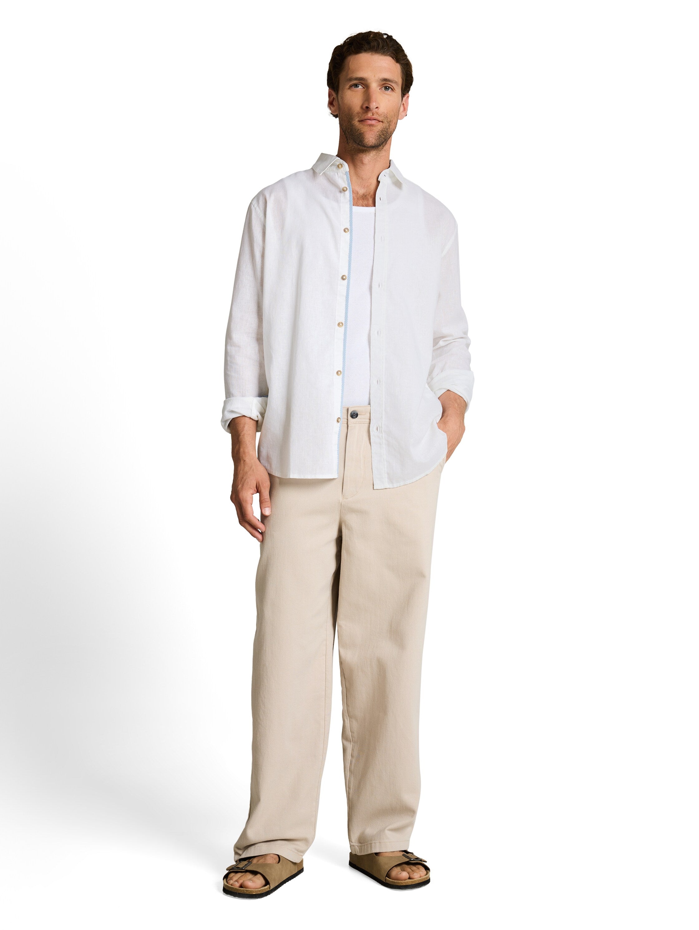 Regular Fit Hemd mit Leinenanteil