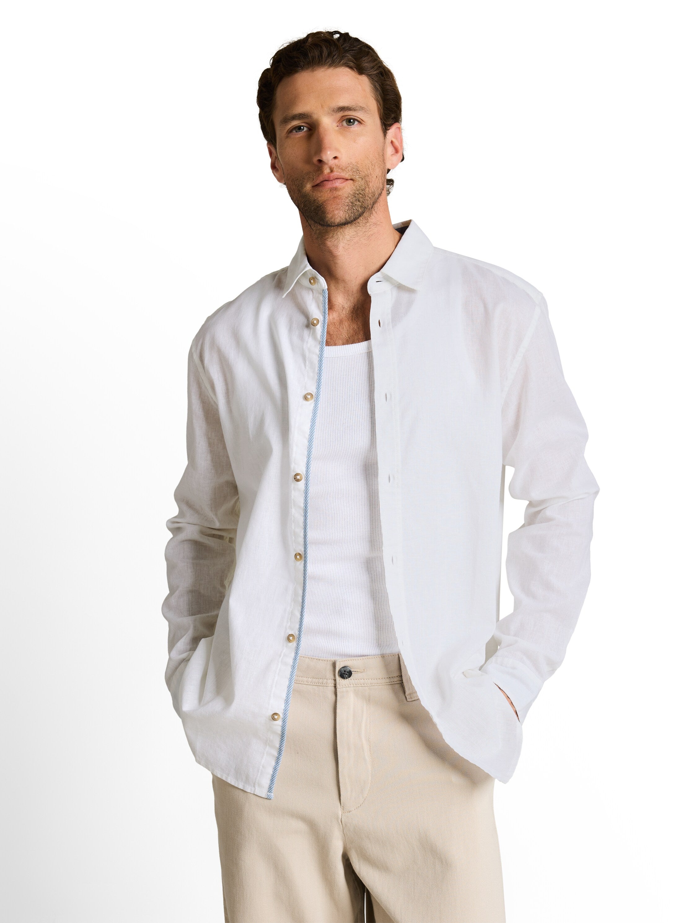 Regular Fit Hemd mit Leinenanteil