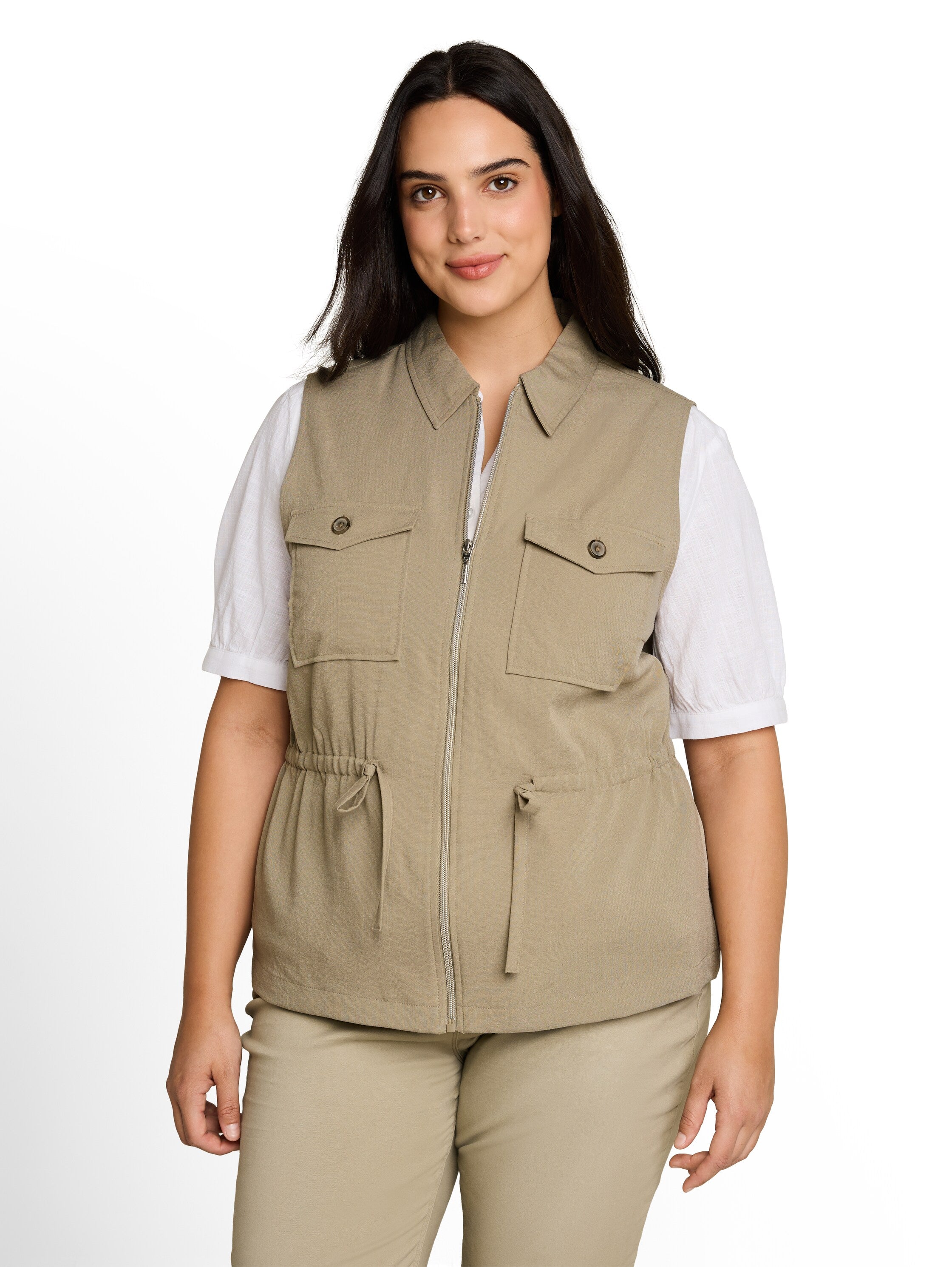 Plus Size - Regular Fit Weste mit Brusttaschen