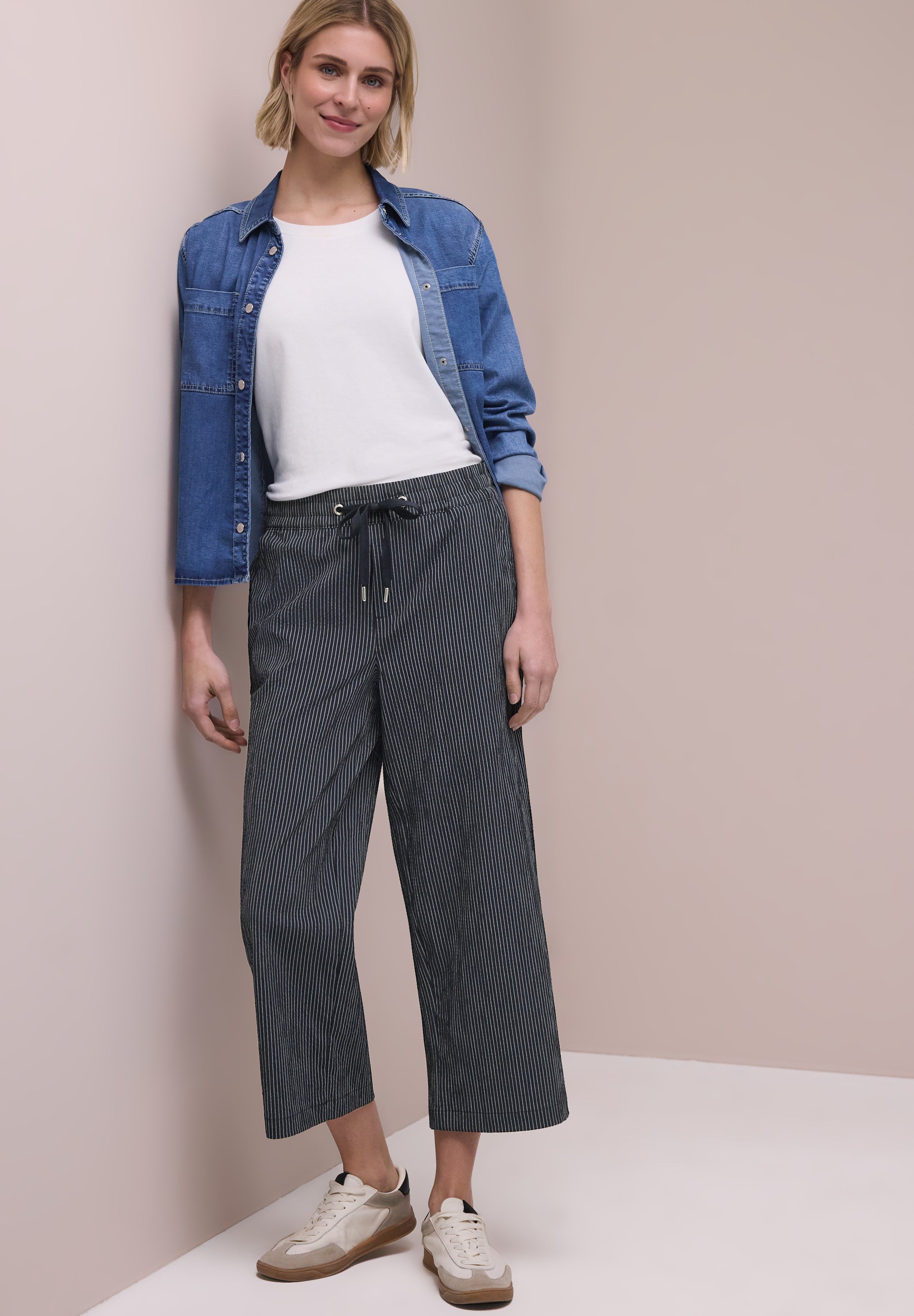 Wide Leg Hose im Loose Fit mit Streifen