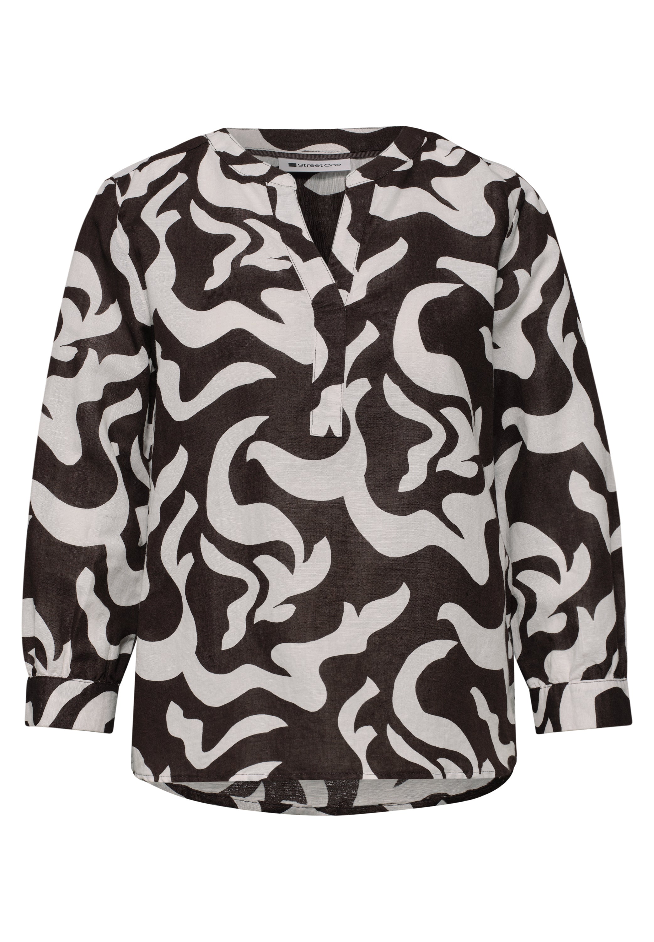 Bluse mit Split Neck aus Leinenmix