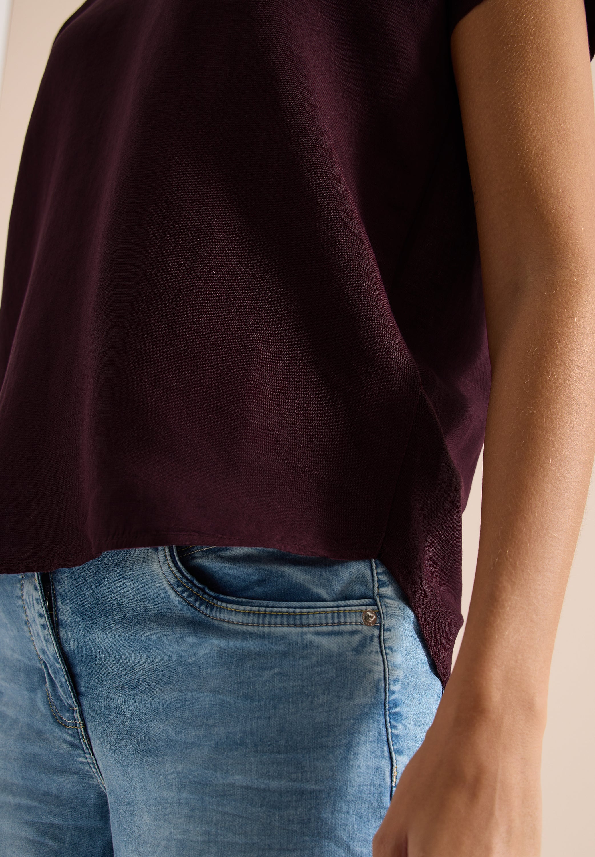 Dropped Shoulder Bluse aus Leinenmix
