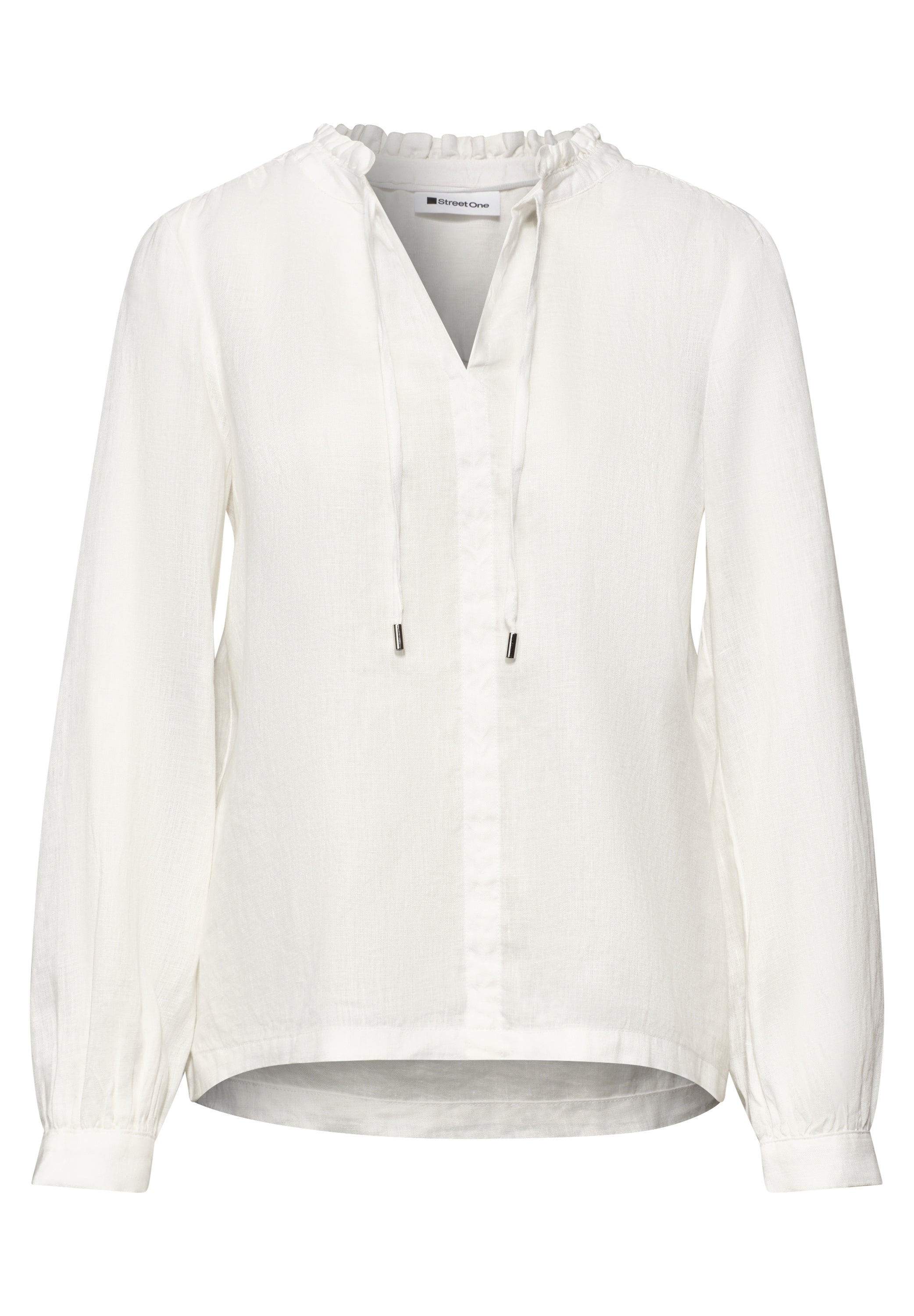 Tunika aus Leinen mit Rüschen