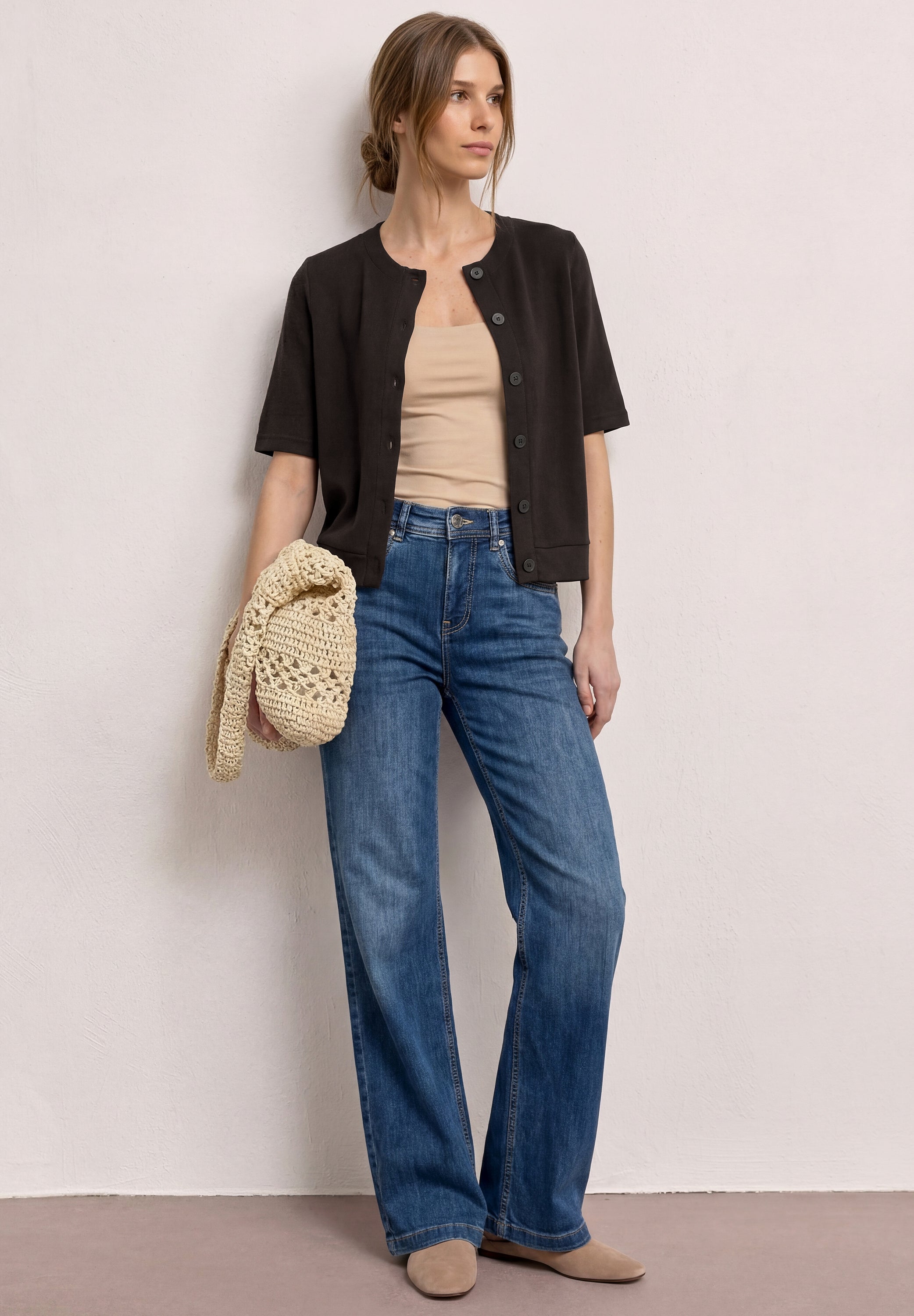 Kurzarm Jacke im Strick-Look