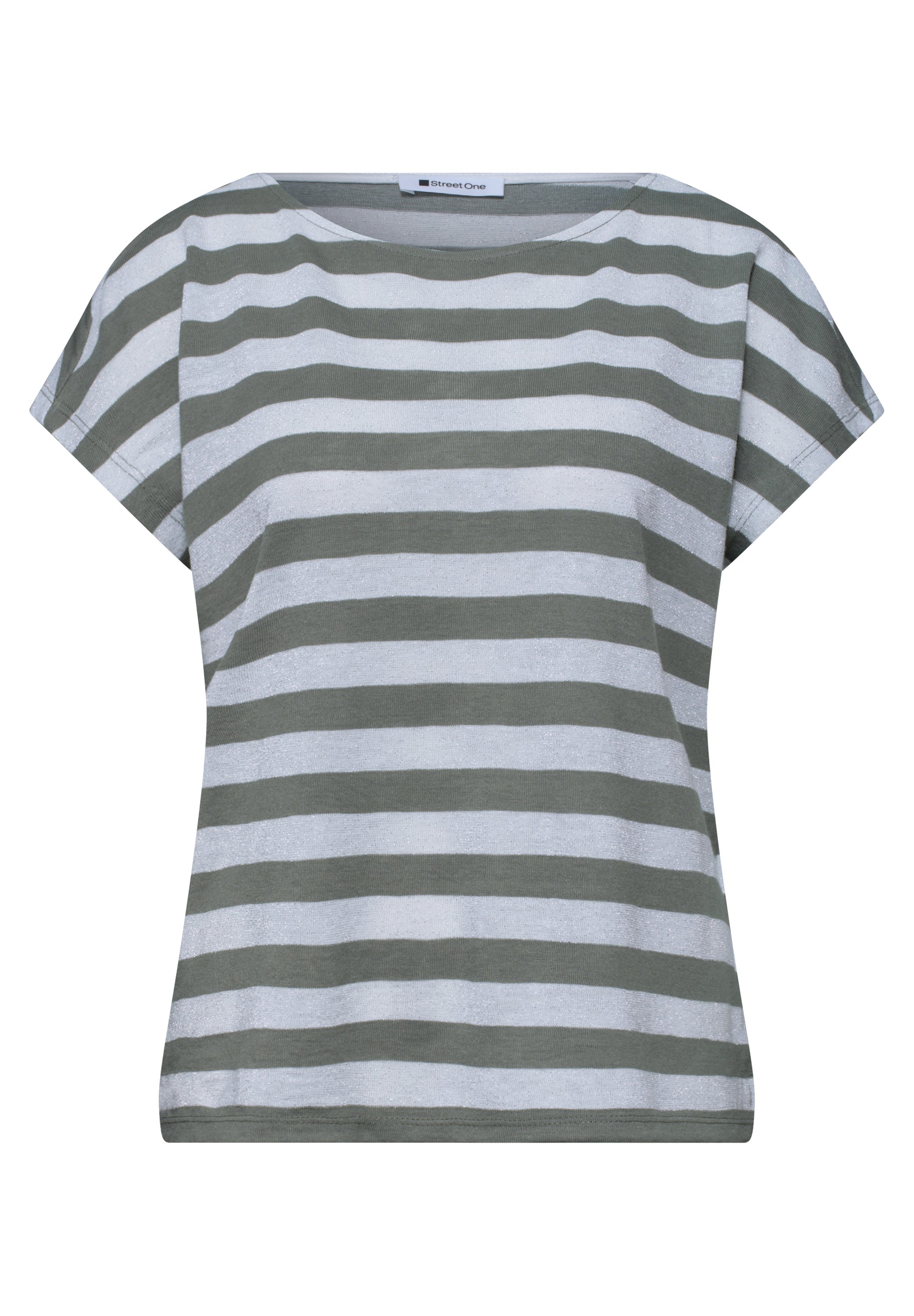 Dropped Shoulder Shirt mit Streifen und Glitzer