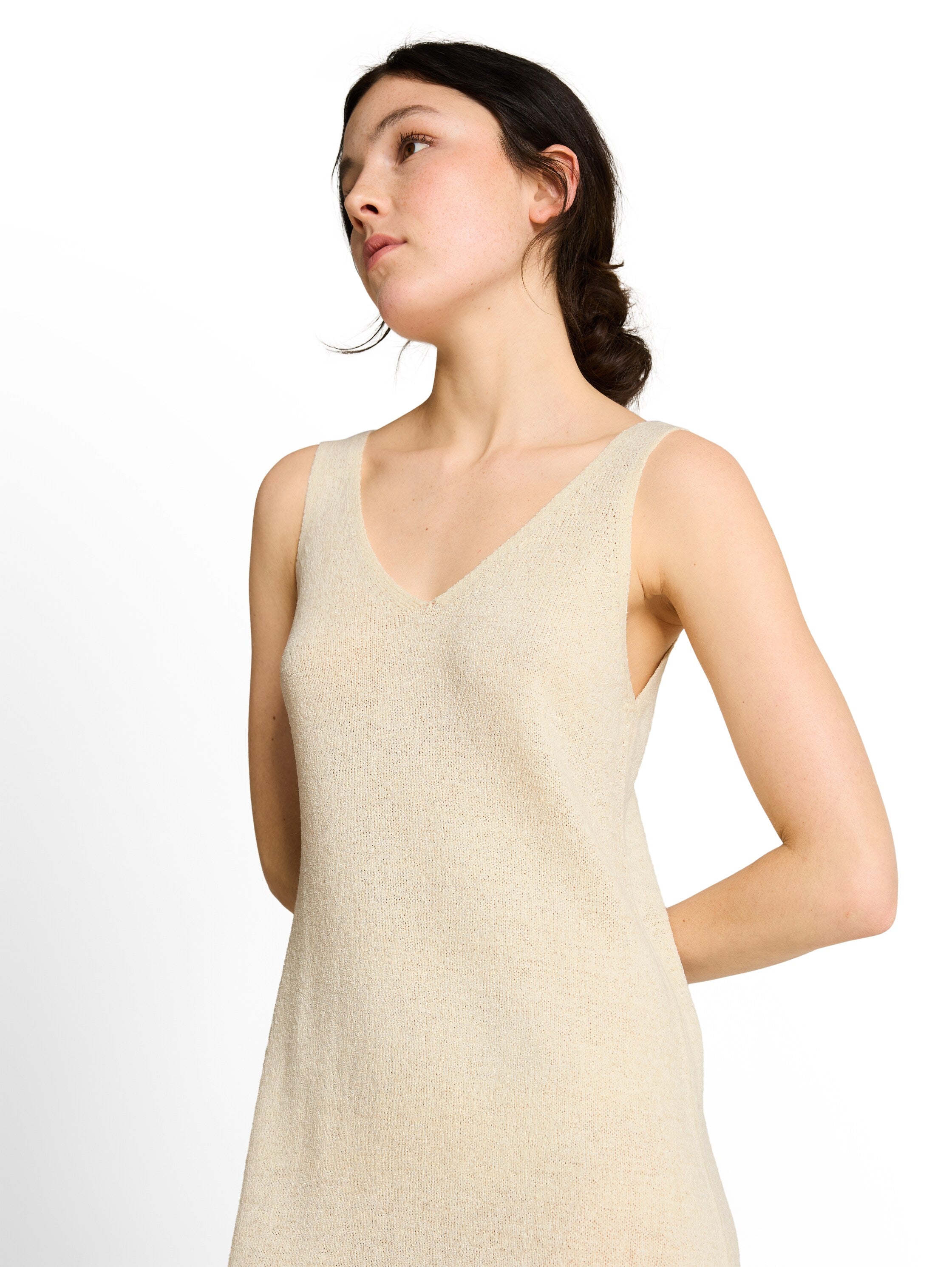 Loose Fit Strickkleid mit V-Ausschnitt