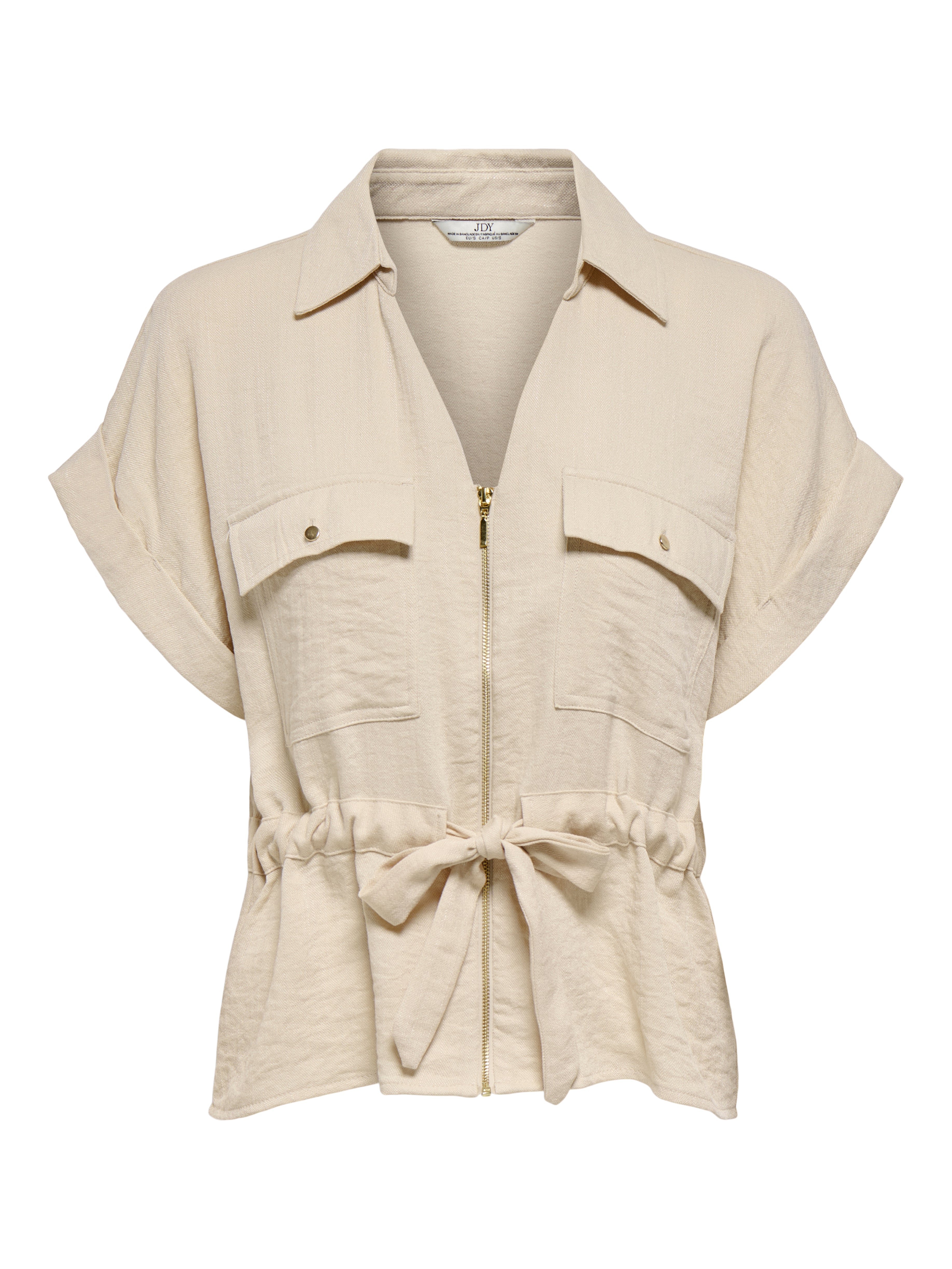 JDYMILLE S/S ZIP SHIRT WVN NOOS