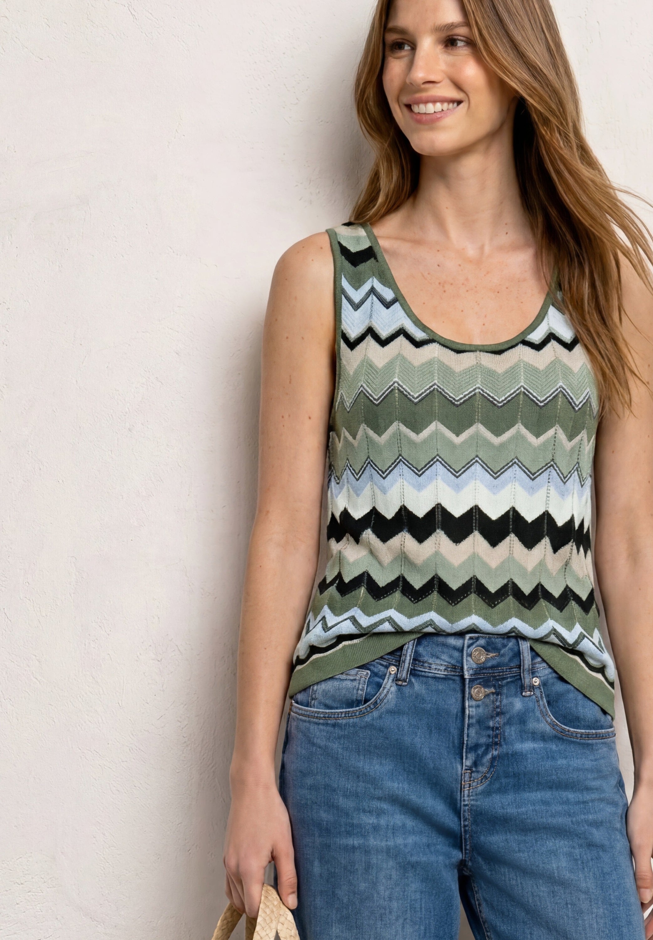 Strick-Top mit Zick-Zack-Muster