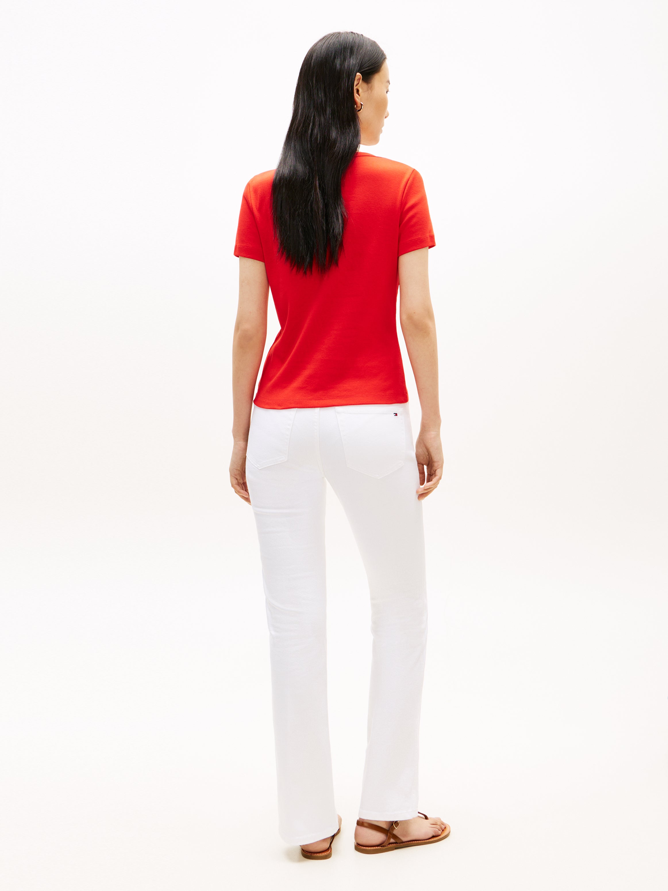 Gold-Tone Button Slim Boat Neck T-Shirt