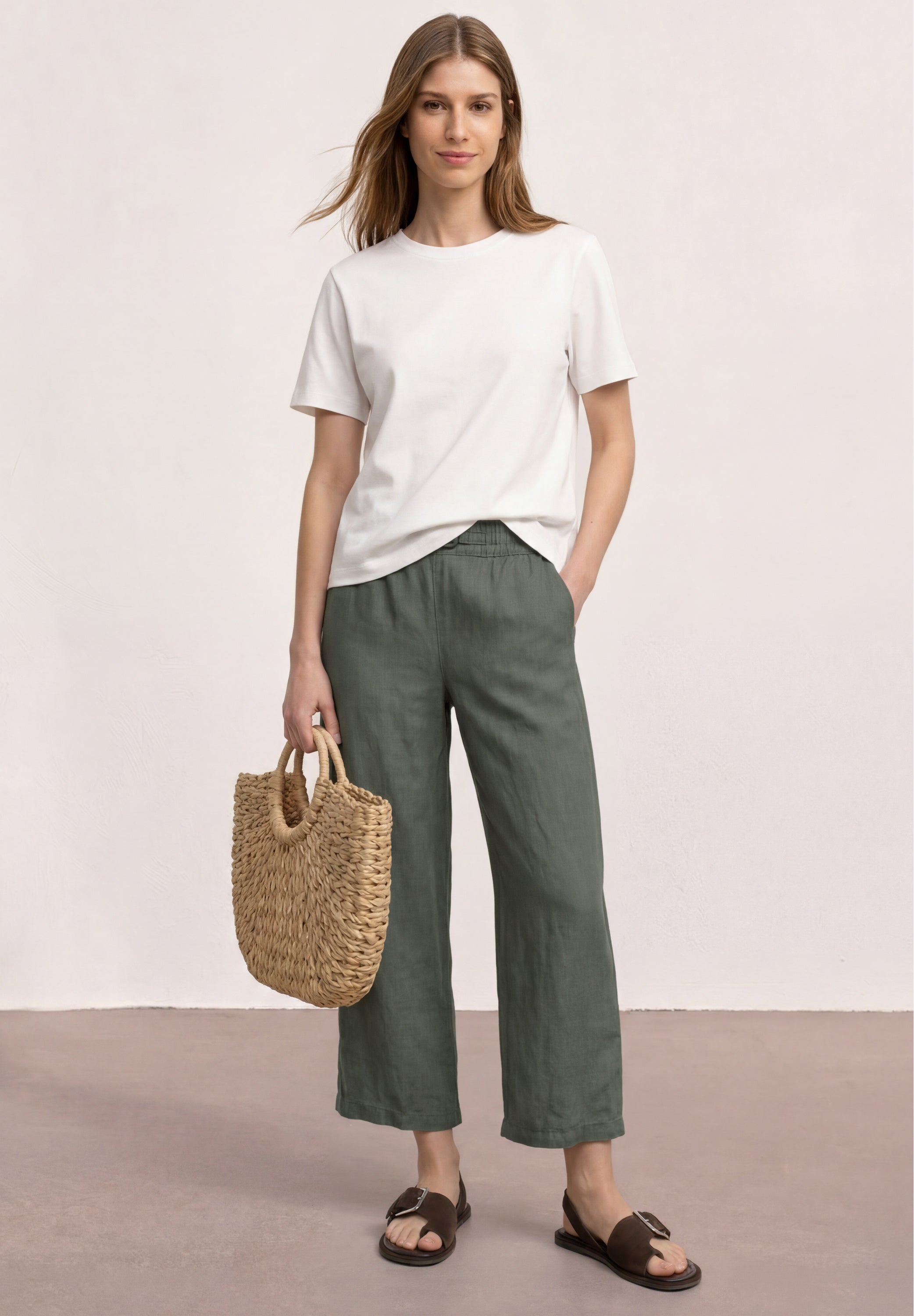Wide Leg Hose im Loose Fit aus Leinen