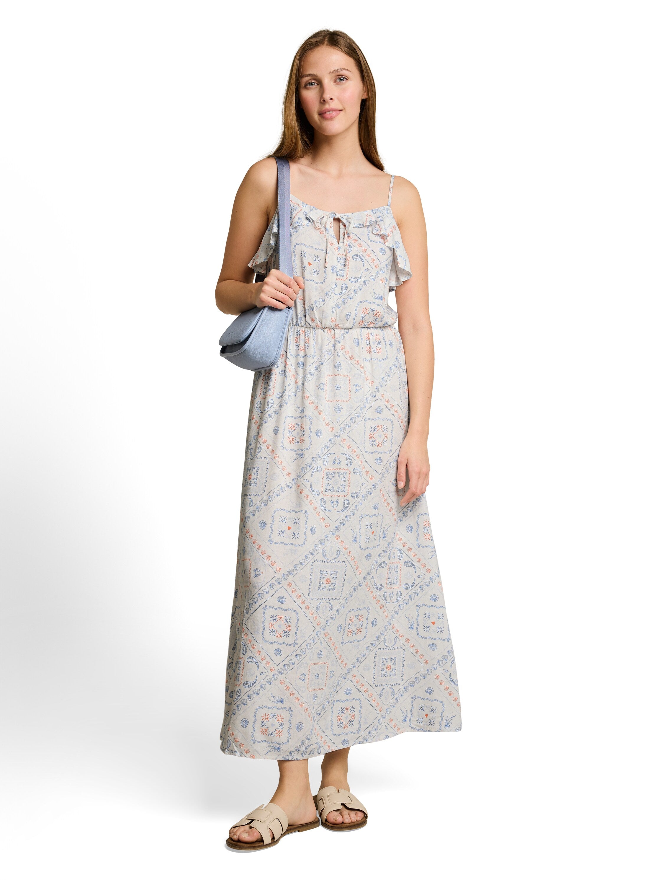 Midi-Kleid mit Leinenanteil