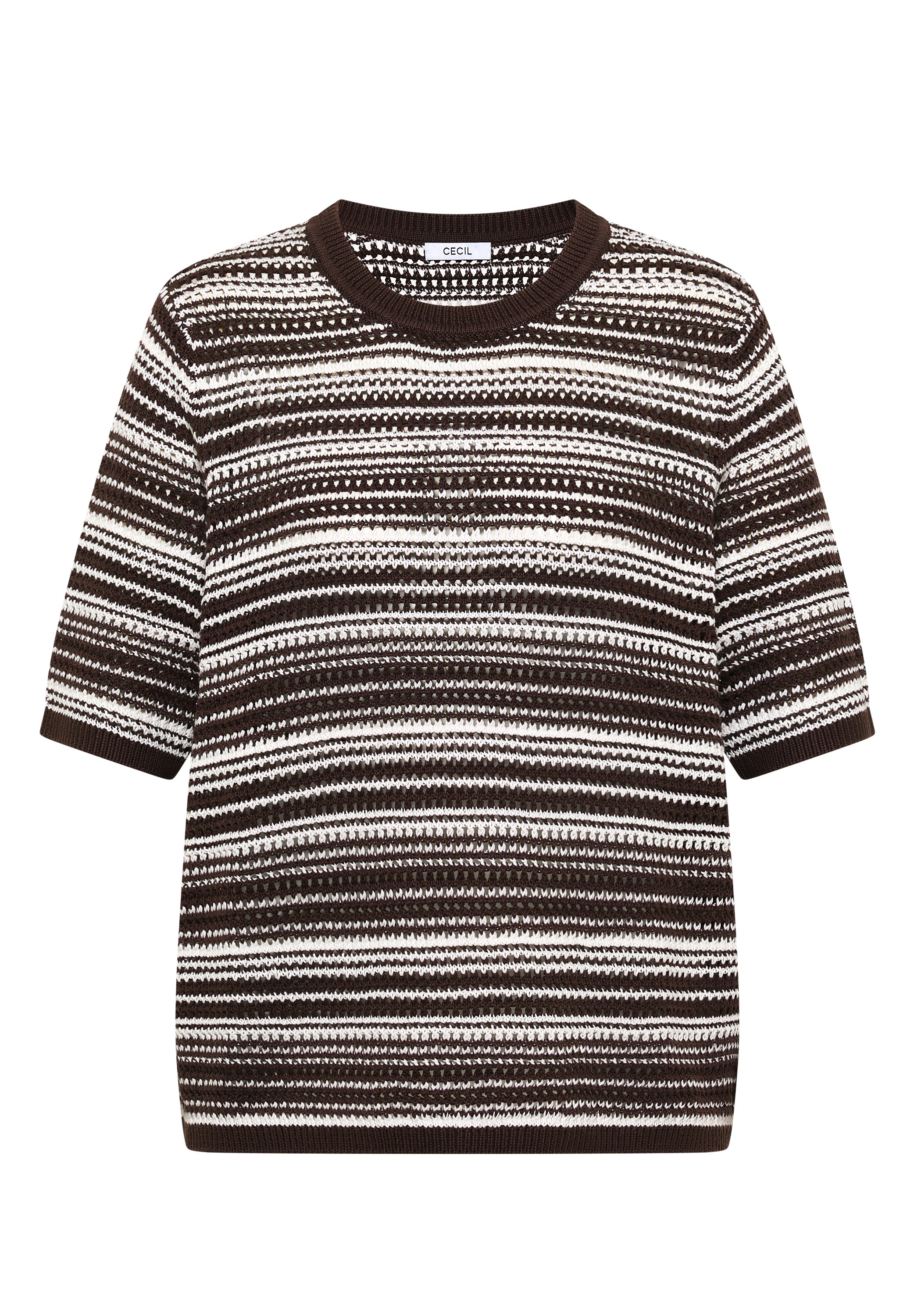 Kurzarm Pullover mit Rundhals und Streifen