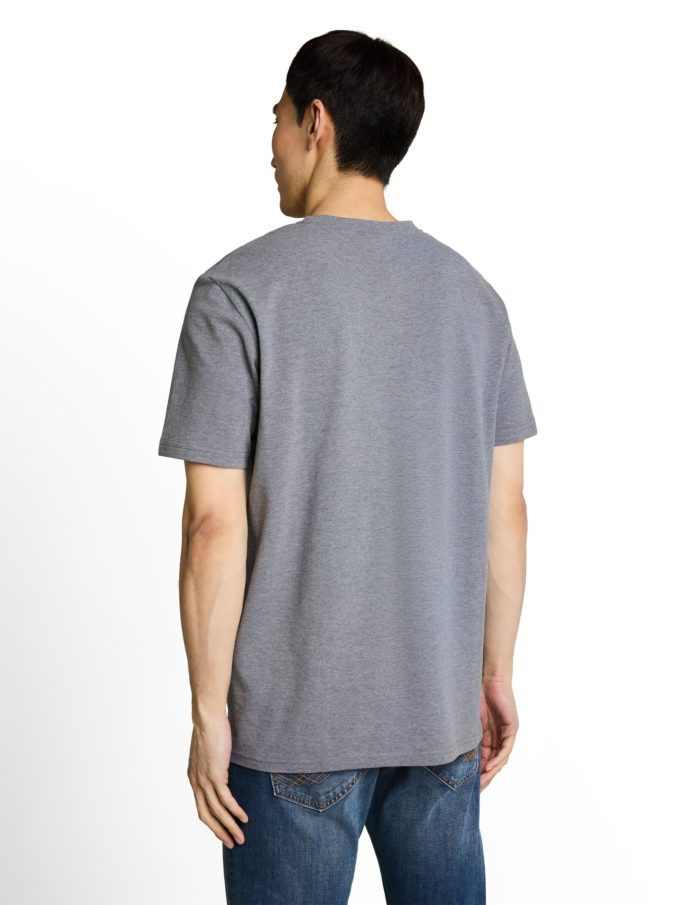 Piqué T-Shirt in Melange-Optik