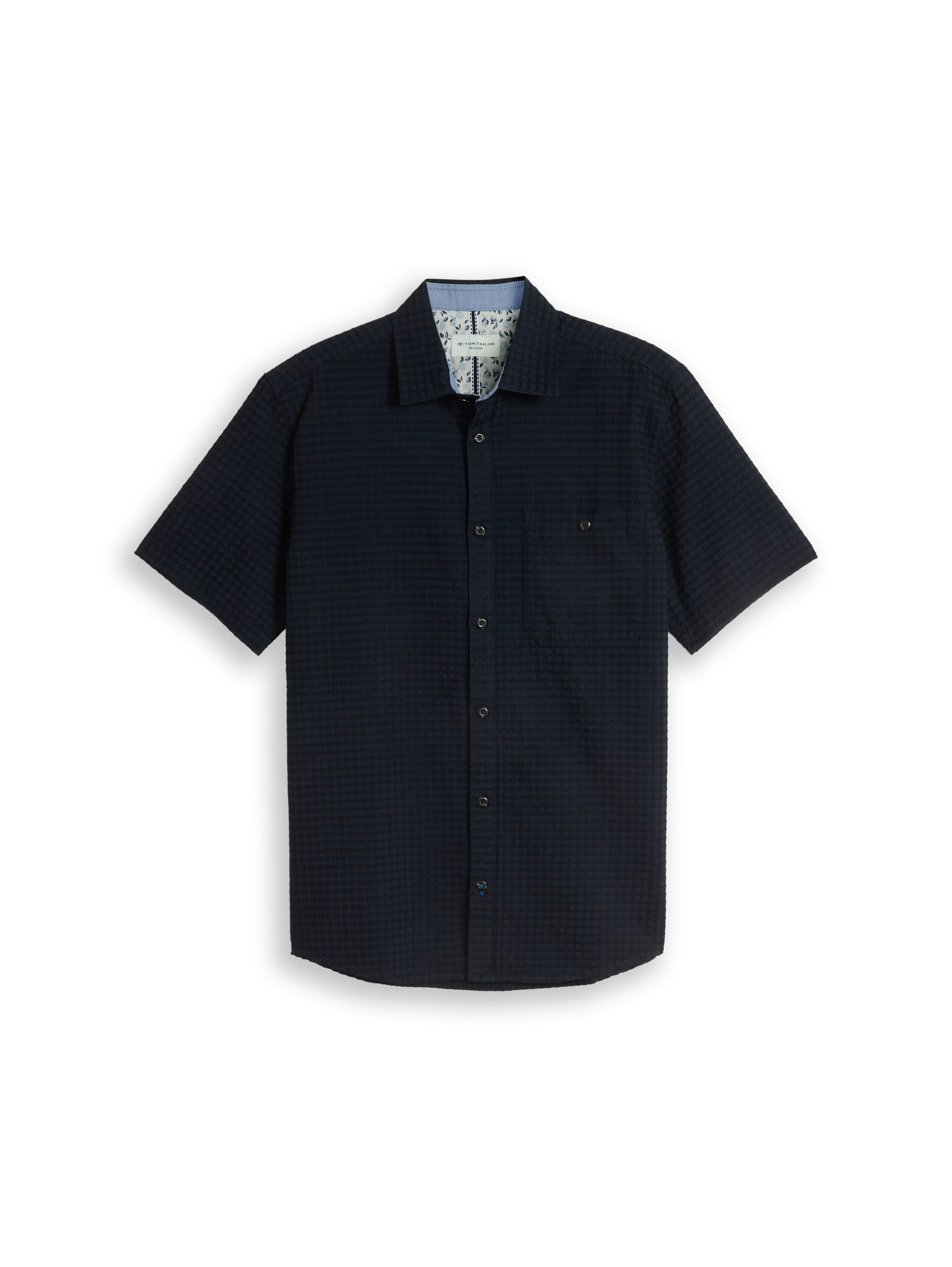 Regular Fit Jacquard Kurzarmhemd aus Baumwolle