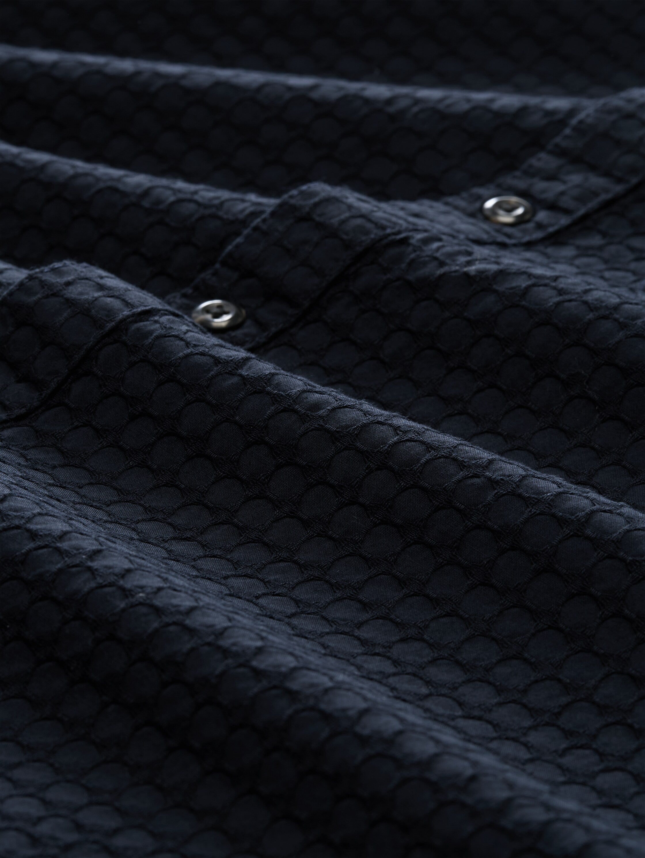 Regular Fit Jacquard Kurzarmhemd aus Baumwolle