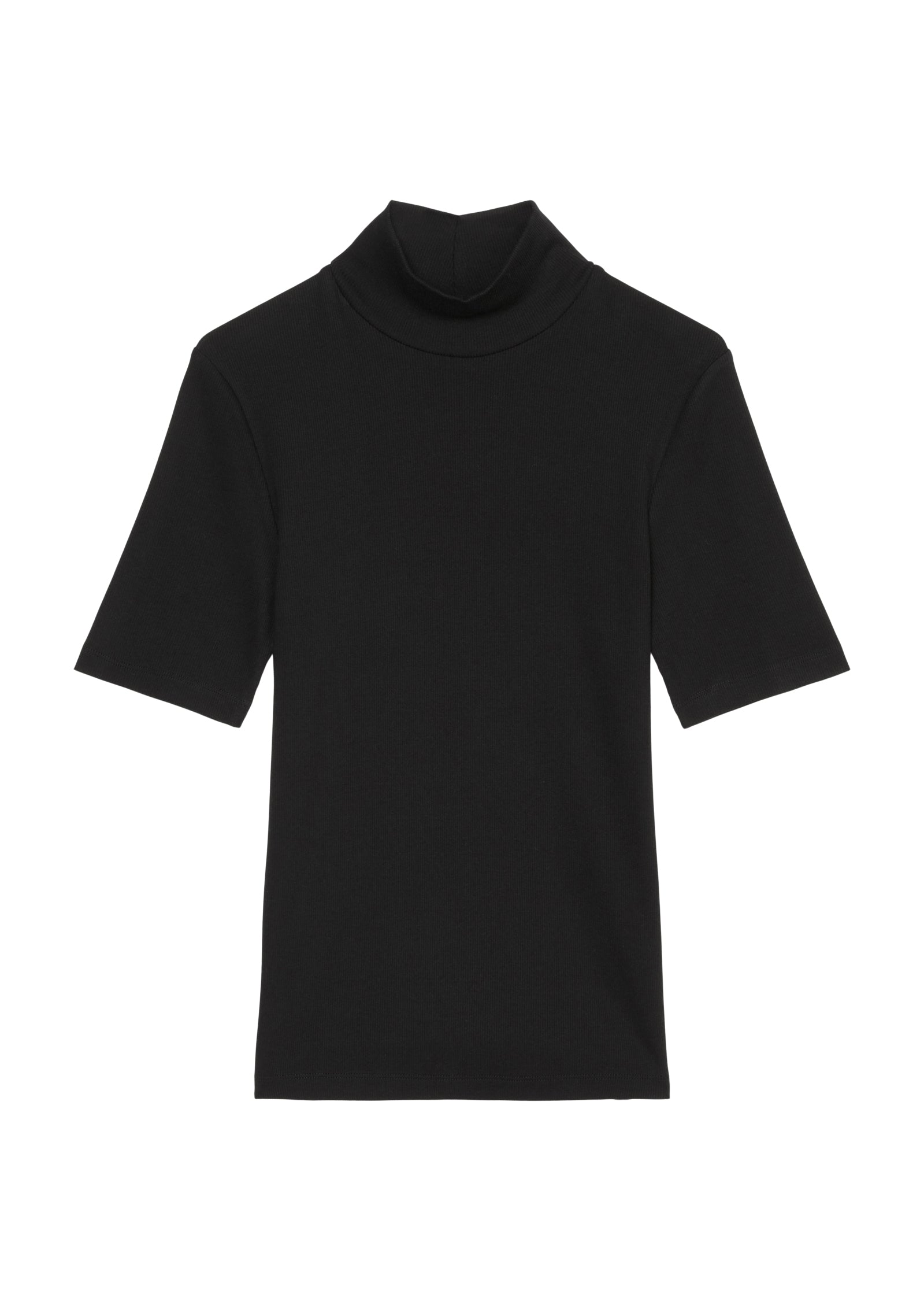 Ripp-Jersey-T-Shirt mit hohem Stehkragen