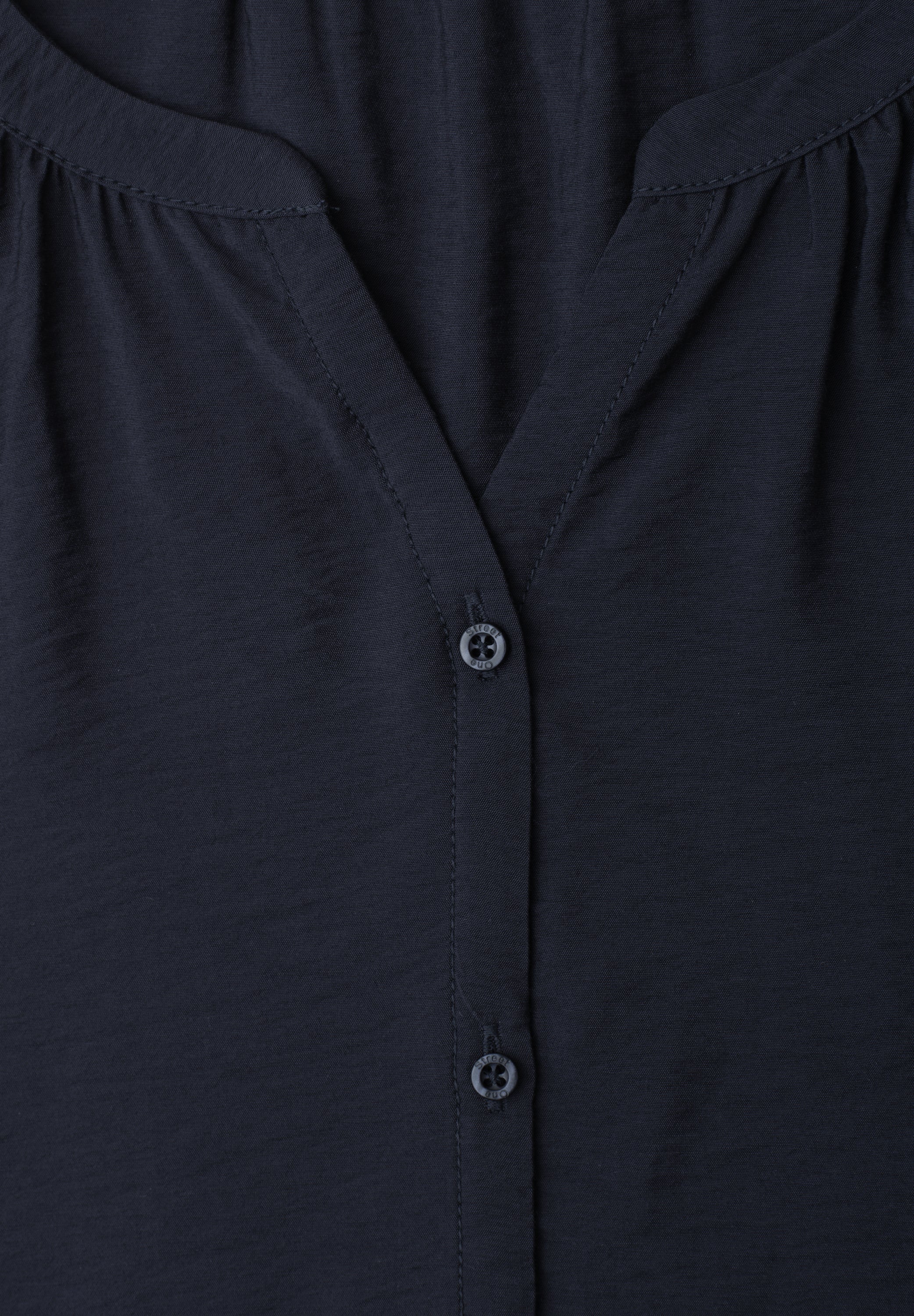 Kurzarm Bluse mit Split Neck und Knöpfen