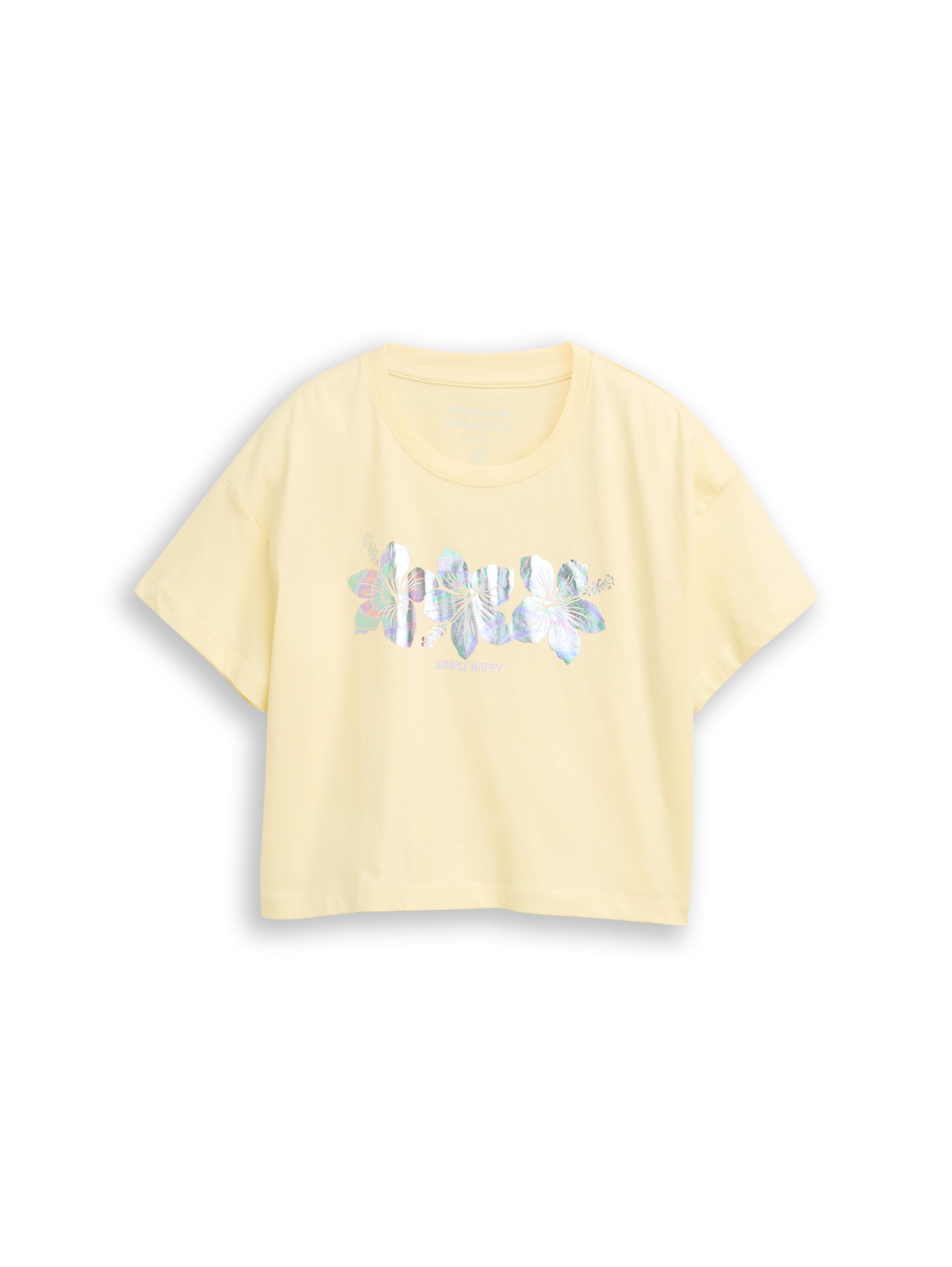 Cropped T-Shirt mit Glitzer-Print