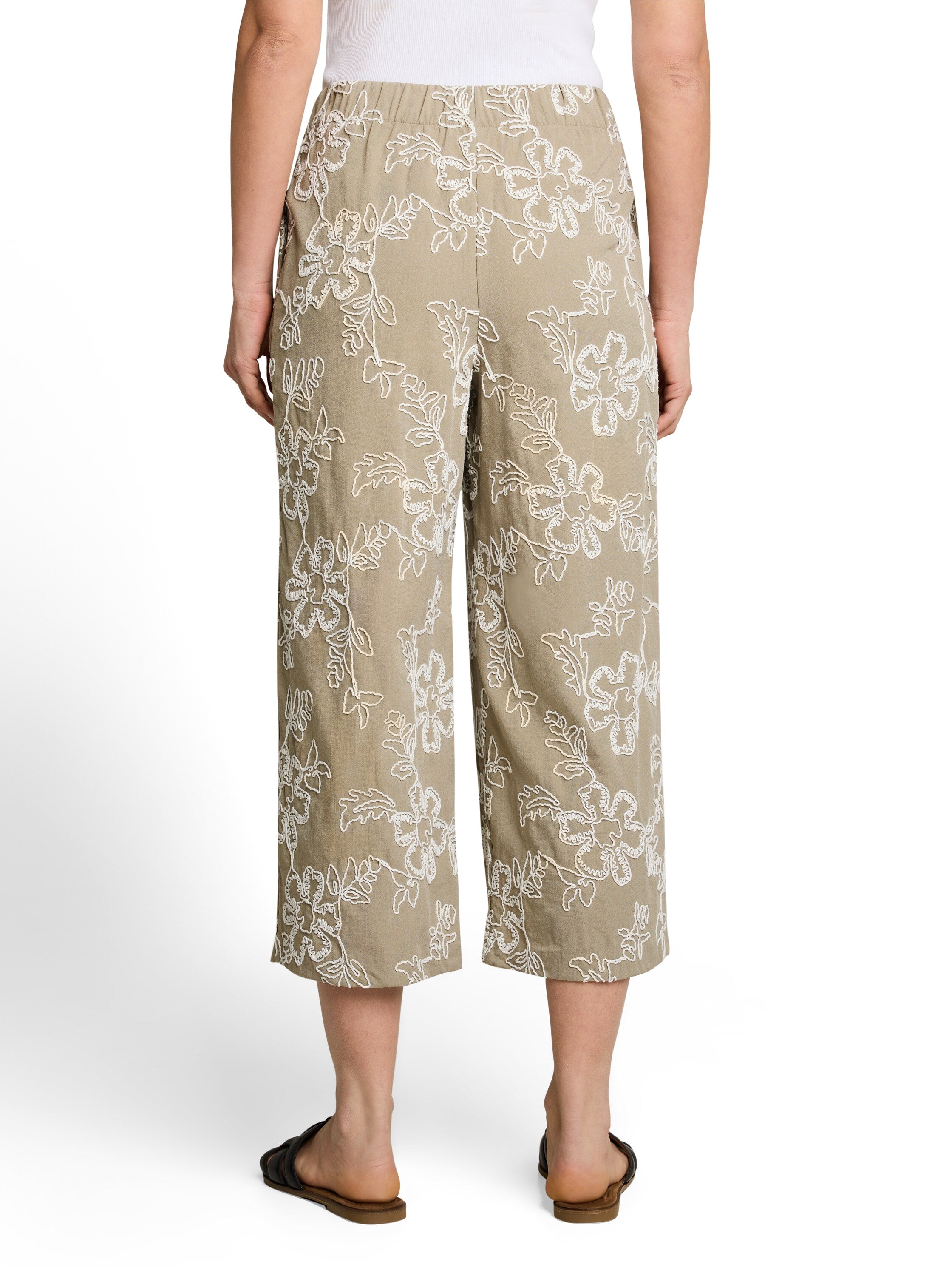Culotte Hose mit Blumen-Stickerei